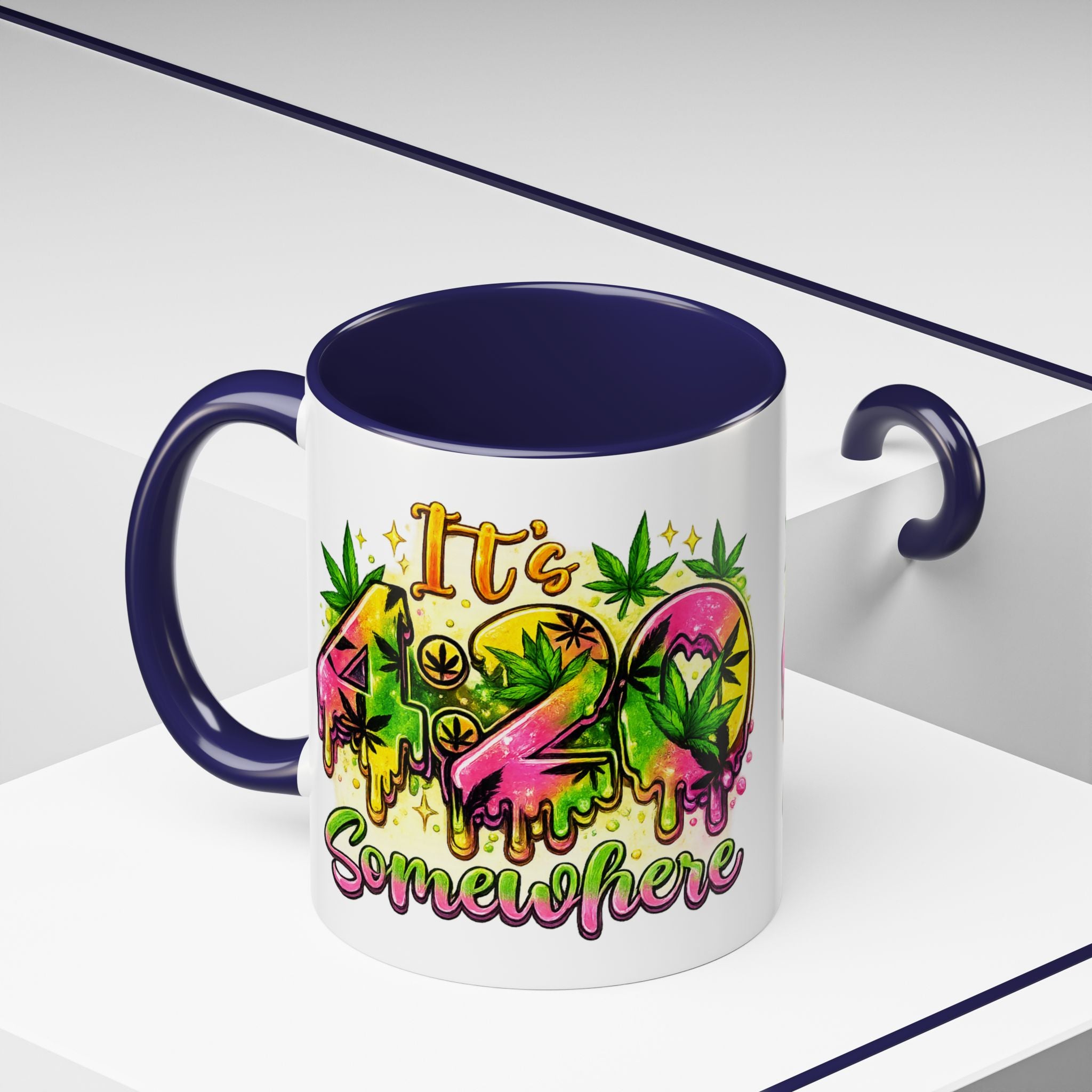 420 Coffee Mug — "It's 420 Somewhere" Accent Tea Cup, Weed-Themed Stoner Gift