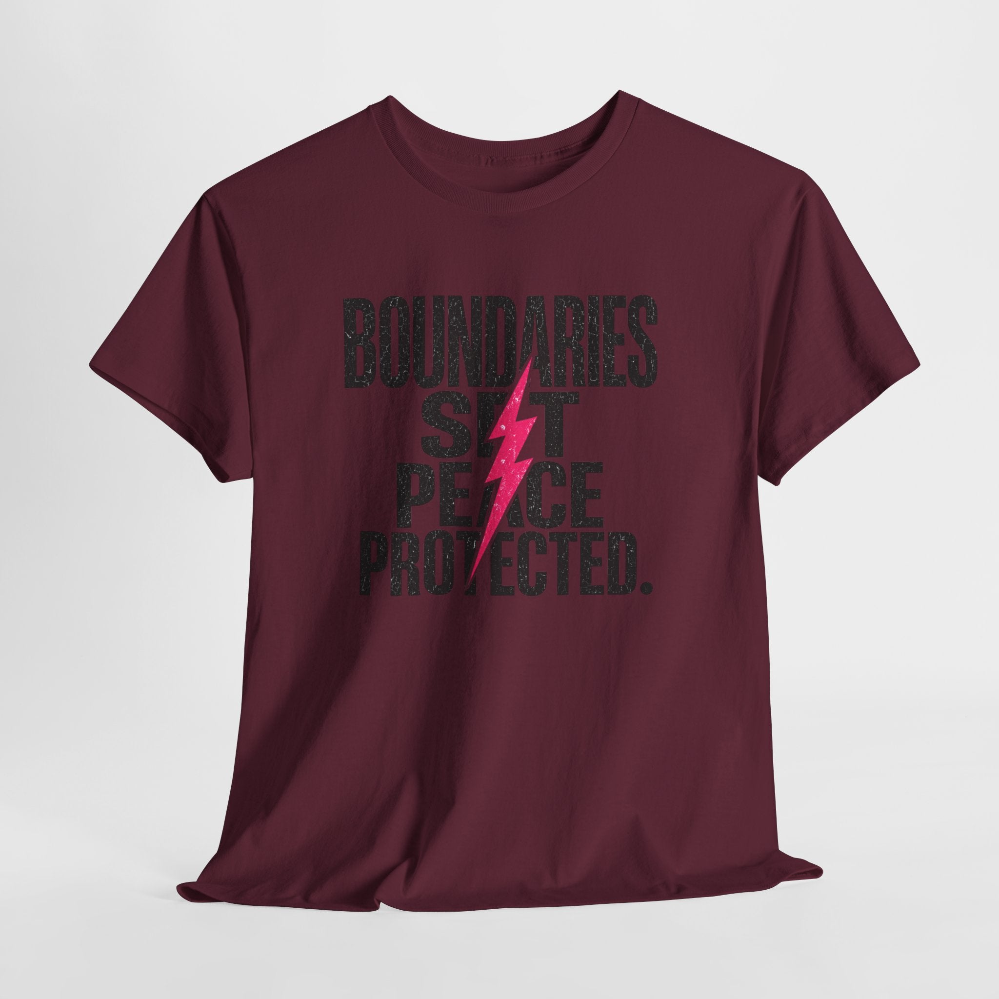 Boundaries Set, Peace Protected T-Shirt — Empowerment Tee with Lightning Bolt