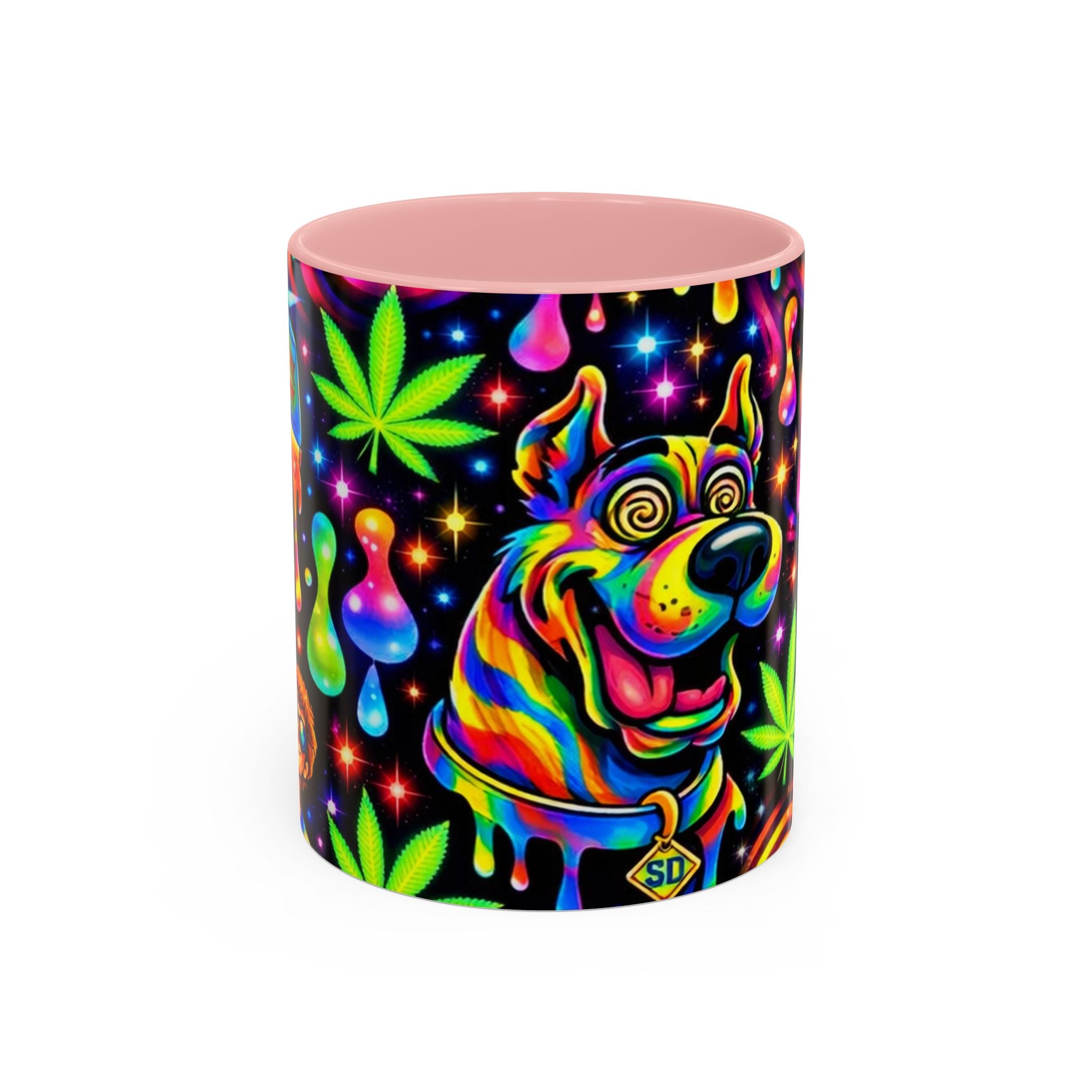 Psychedelic Dog Coffee Mug — Neon Trippy Marijuana Art 11/15oz Accent Mug