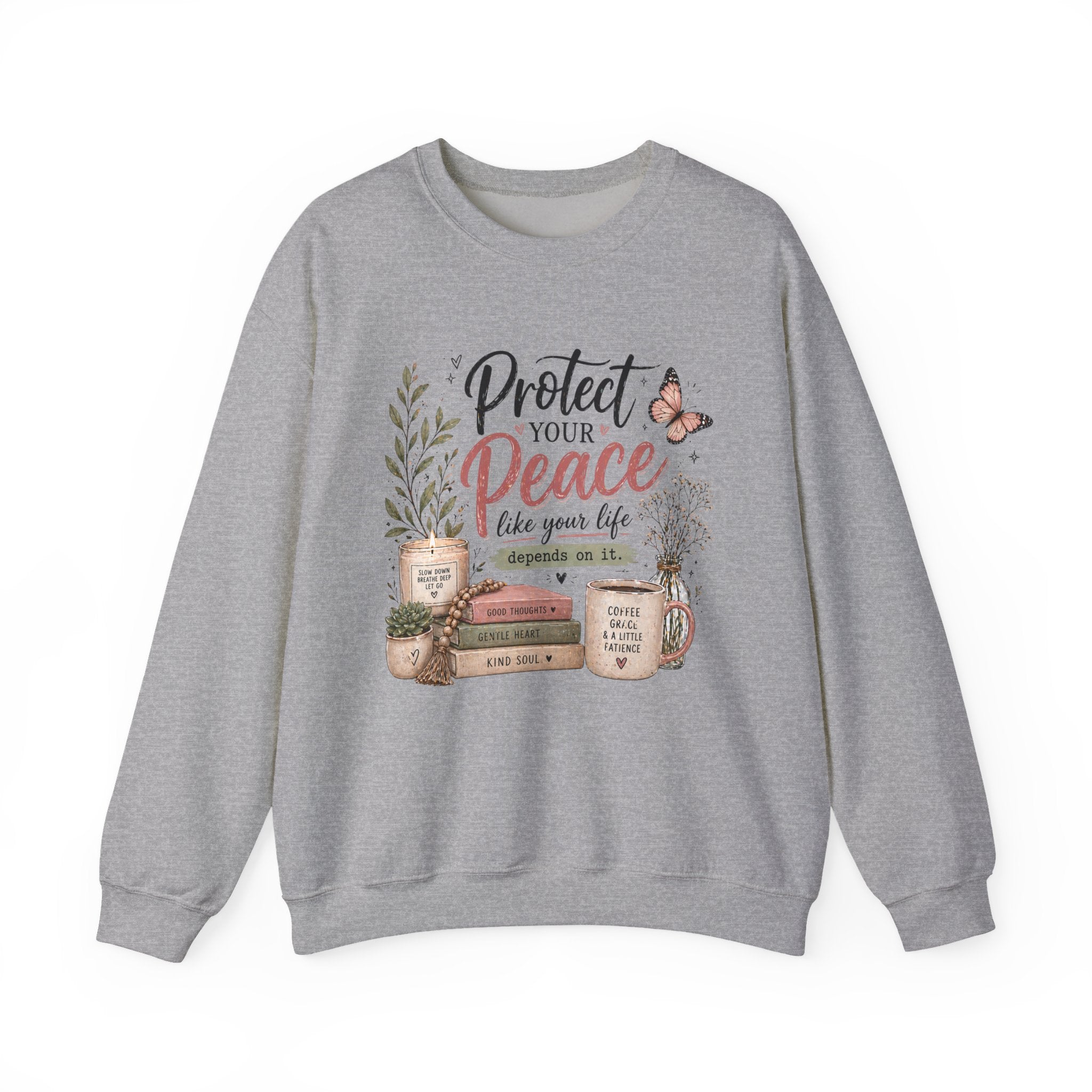 Protect Your Peace Crewneck Sweatshirt – Cozy Inspirational Quote Design