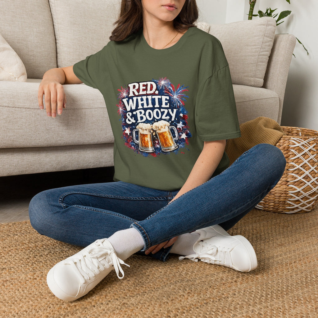 Red, White & Boozy Beer T-Shirt — Patriotic 4th of July Party Tee