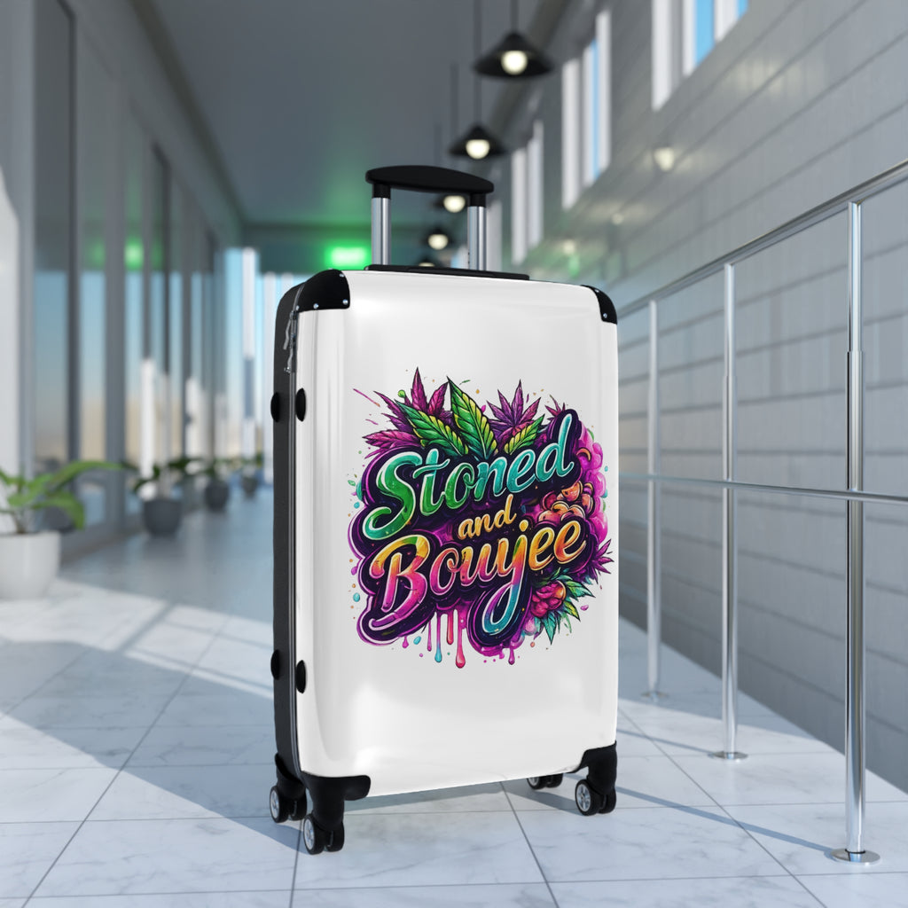 Stoned and Boujee Carry-On Suitcase – Colorful Cannabis Travel Luggage