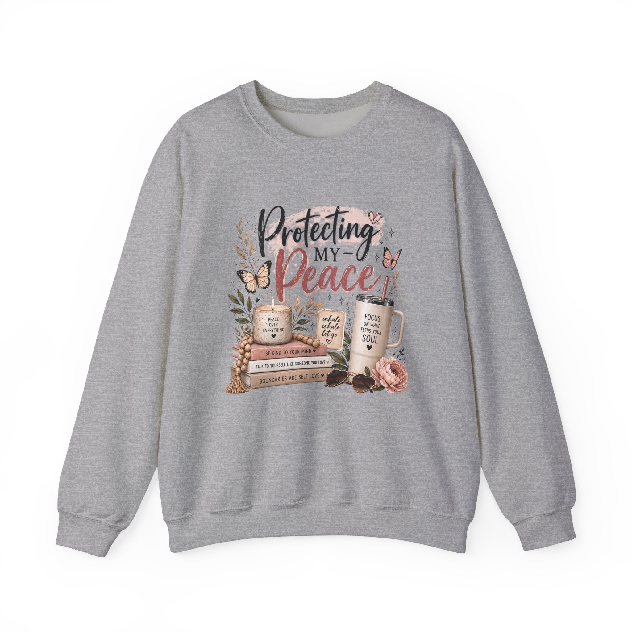 Crewneck Sweatshirt – "Protecting My Peace" Cozy Floral Graphic