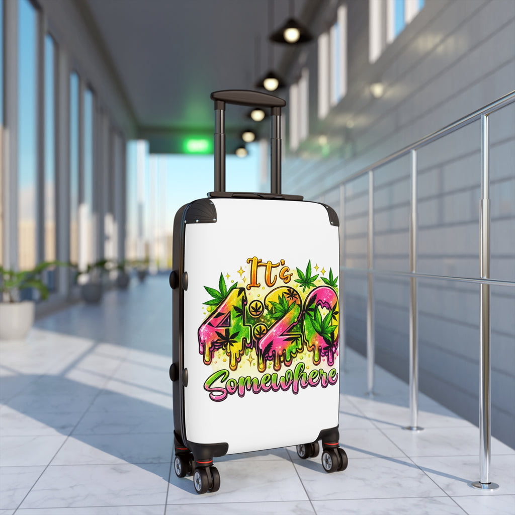 Suitcase — "It's 420 Somewhere" Travel Carry-On with Colorful Cannabis Design
