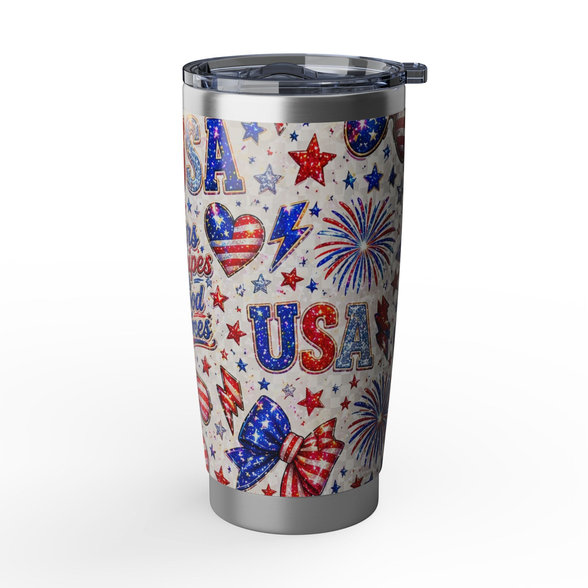 Stars & Stripes 20oz Tumbler — USA Fireworks Patriotic Travel Mug