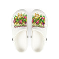 White EVA Foam Clogs — 'It’s 4:20 Somewhere' Tropical Cannabis Graphic