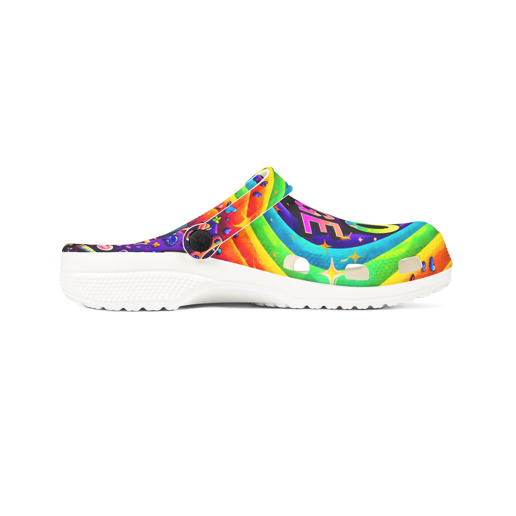 420 Savage Rainbow EVA Foam Clogs — Colorful Weed Graphic Slip-On Shoes