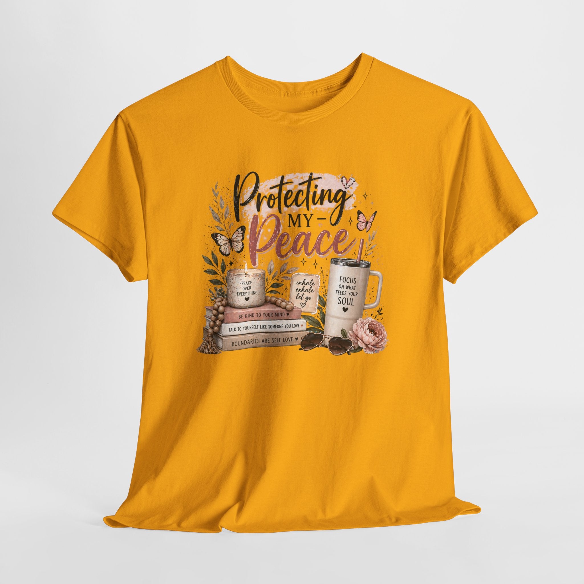 Protecting My Peace T-Shirt — Cozy Floral Coffee & Book Graphic Tee