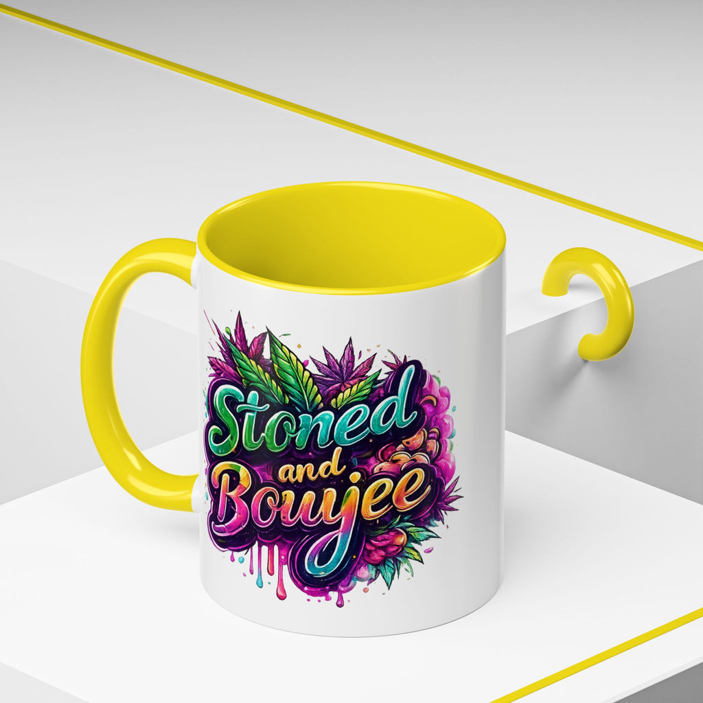 Accent Coffee Mug — "Stoned and Boujee" Colorful Cannabis Art