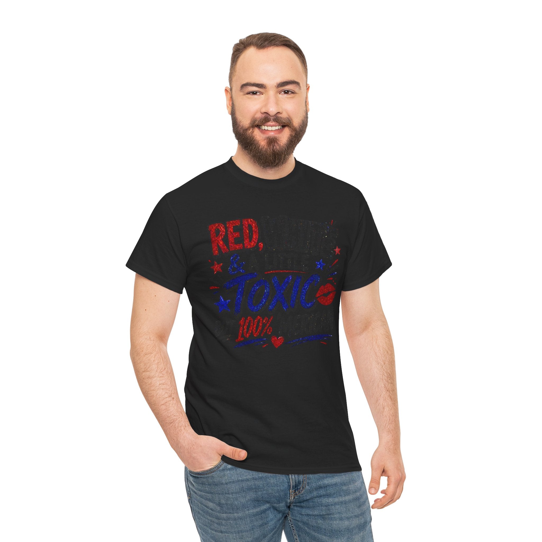 Patriotic 'Red, White & a Little Toxic but 100% Merican' Graphic Tee