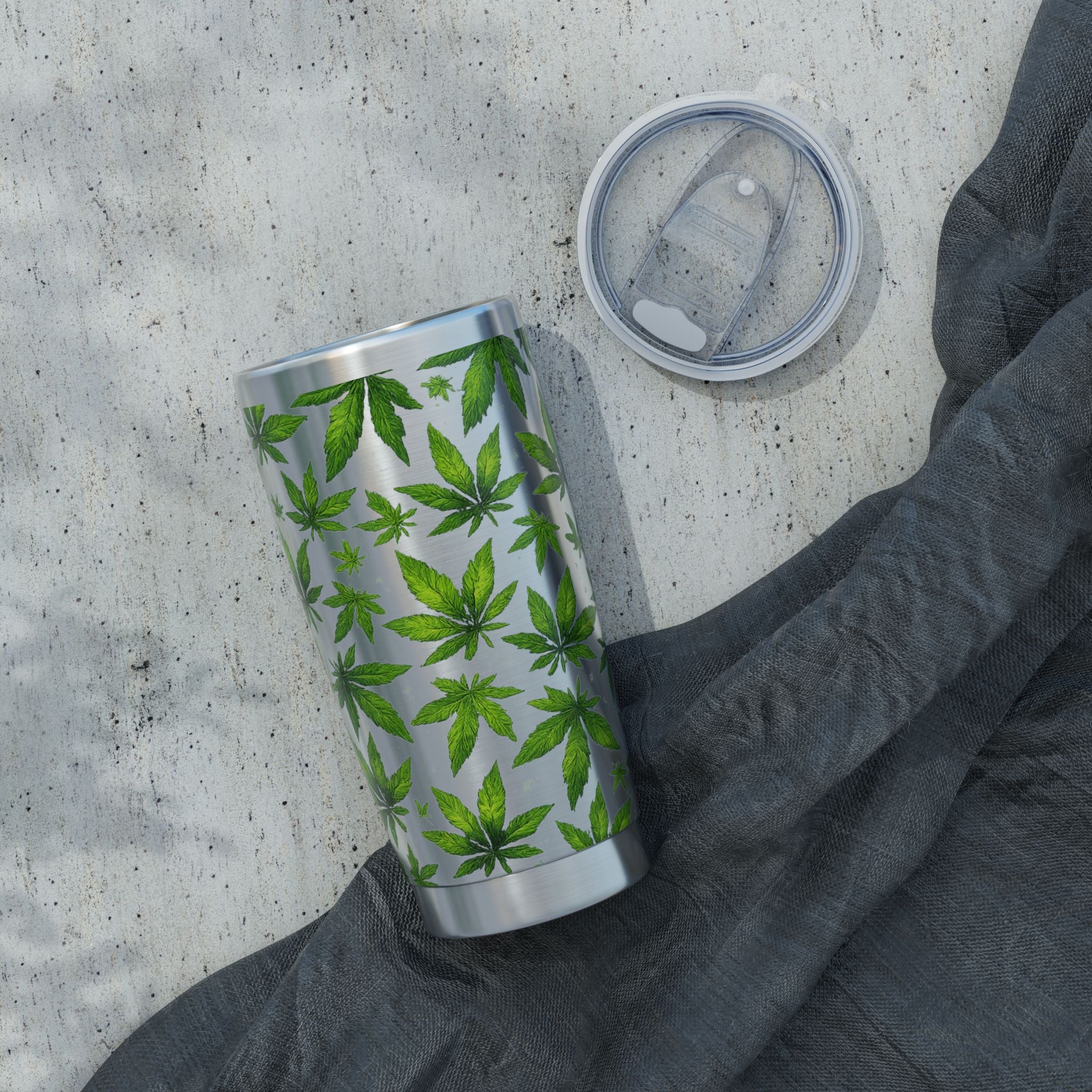Cannabis Leaf 20oz Tumbler – Green Marijuana Pattern Insulated Travel Cup