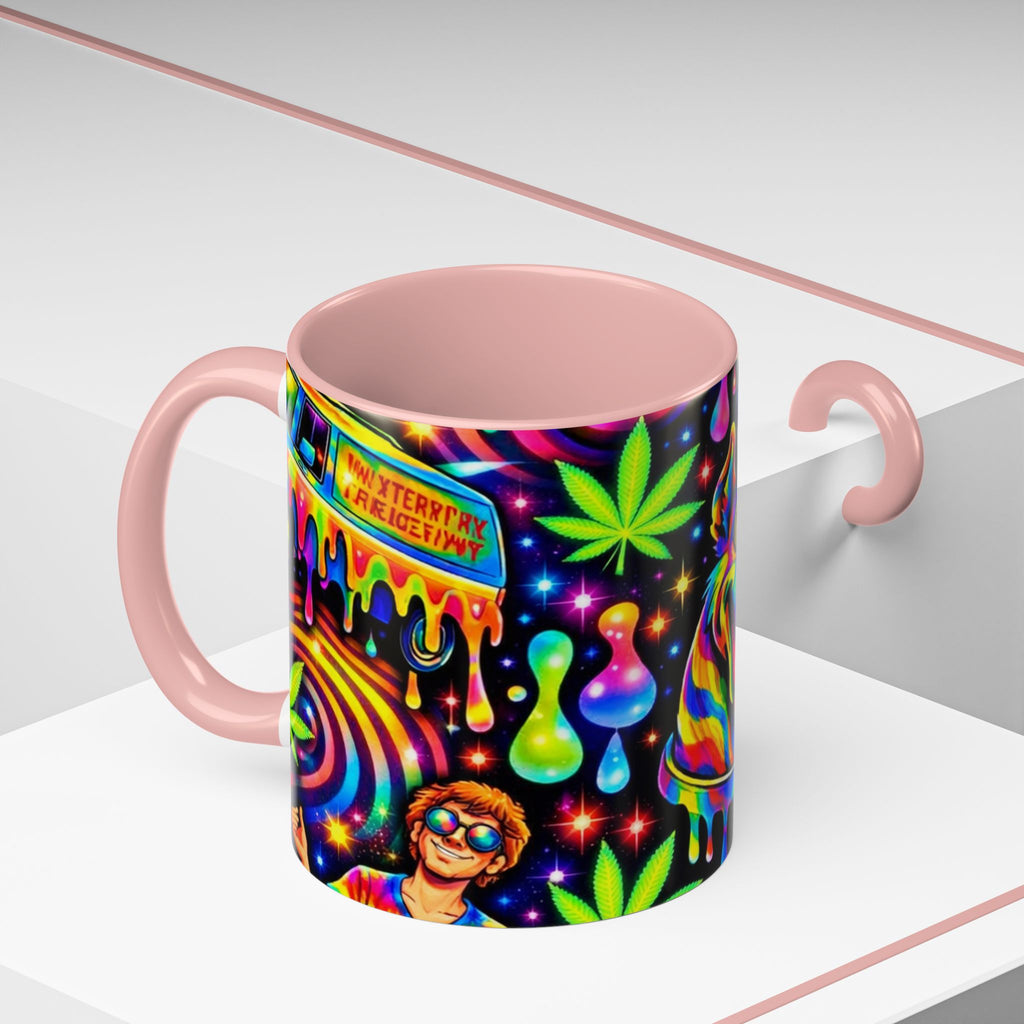 Psychedelic Dog Coffee Mug — Neon Trippy Marijuana Art 11/15oz Accent Mug
