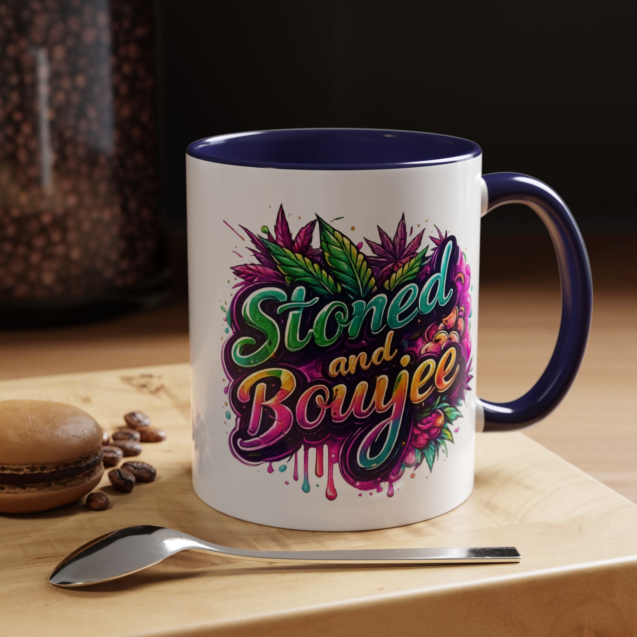 Accent Coffee Mug — "Stoned and Boujee" Colorful Cannabis Art