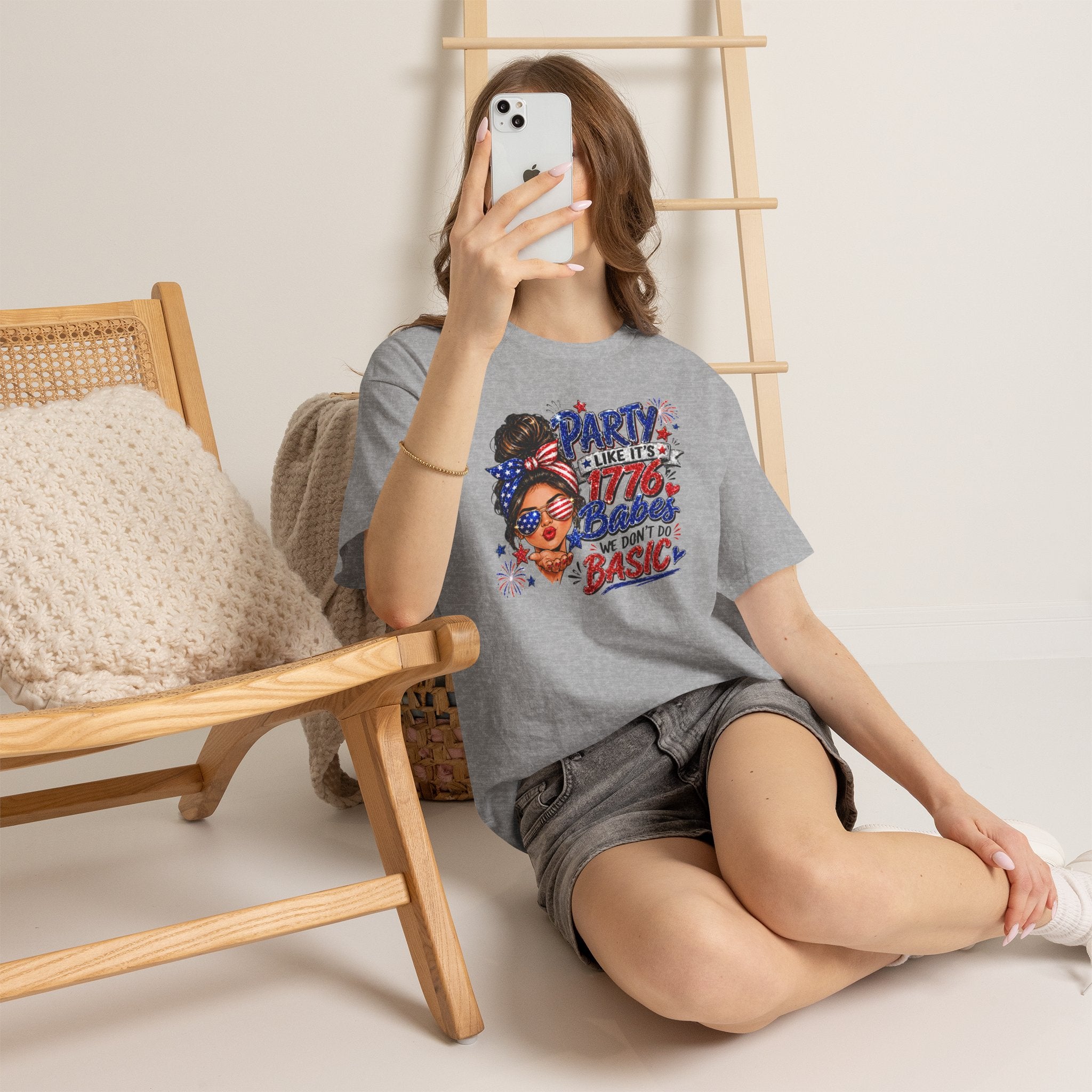 1776 Party Vibes Tee — "Party Like It's 1776 Because We Don't Do Basic" Patriotic T-Shirt