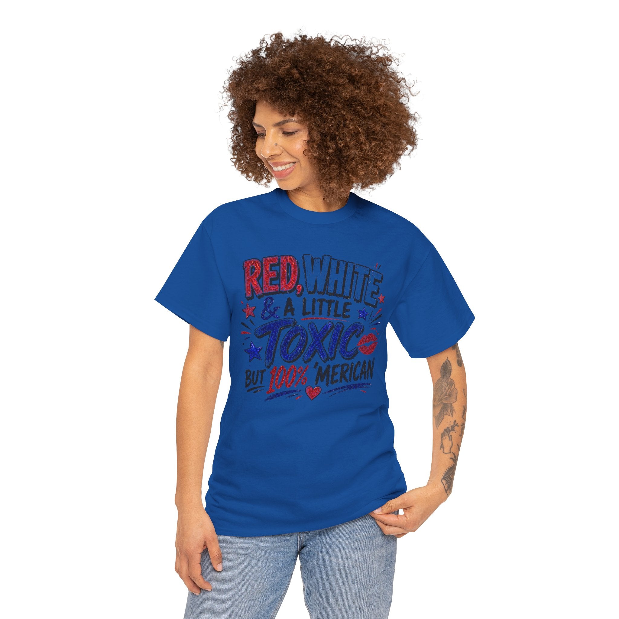 Patriotic 'Red, White & a Little Toxic but 100% Merican' Graphic Tee
