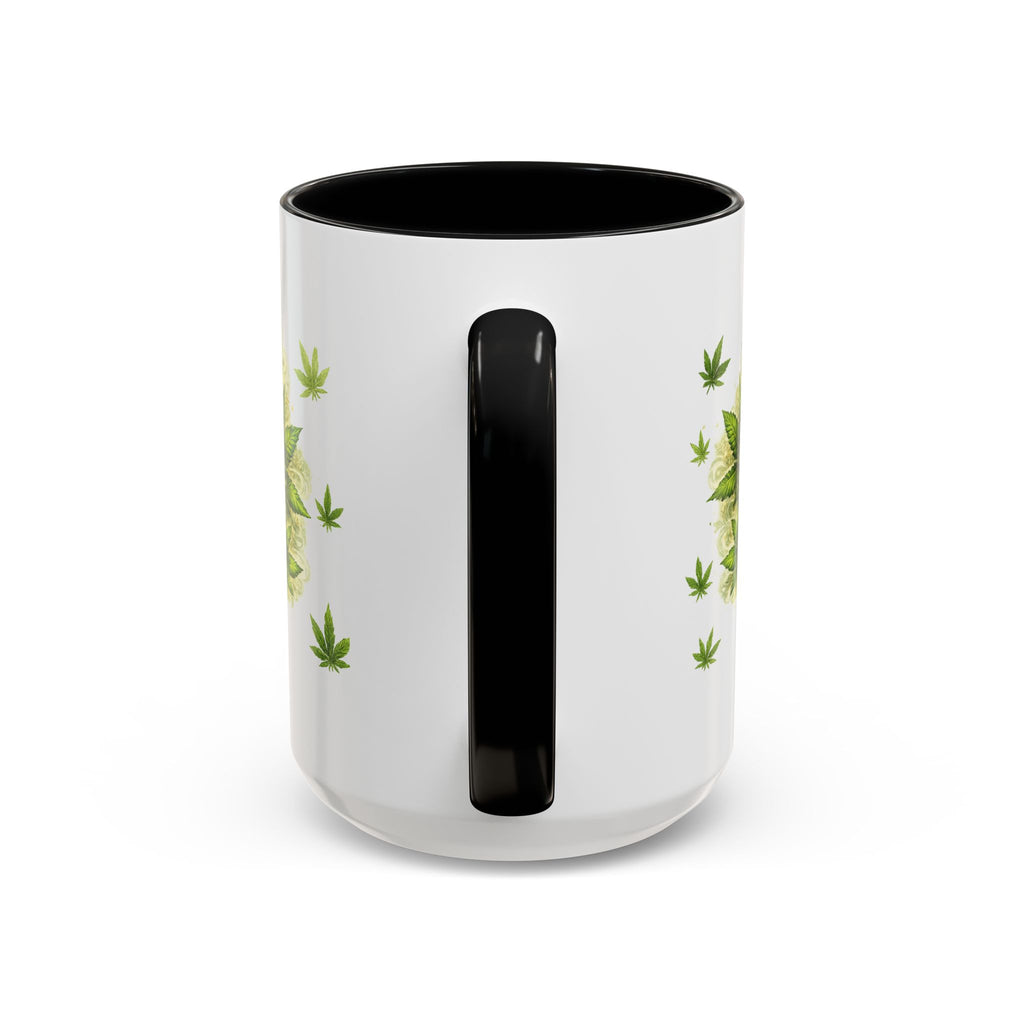 Cannabis 420 Accent Coffee Mug — Indica & Sativa Leaf Pattern (11/15oz)