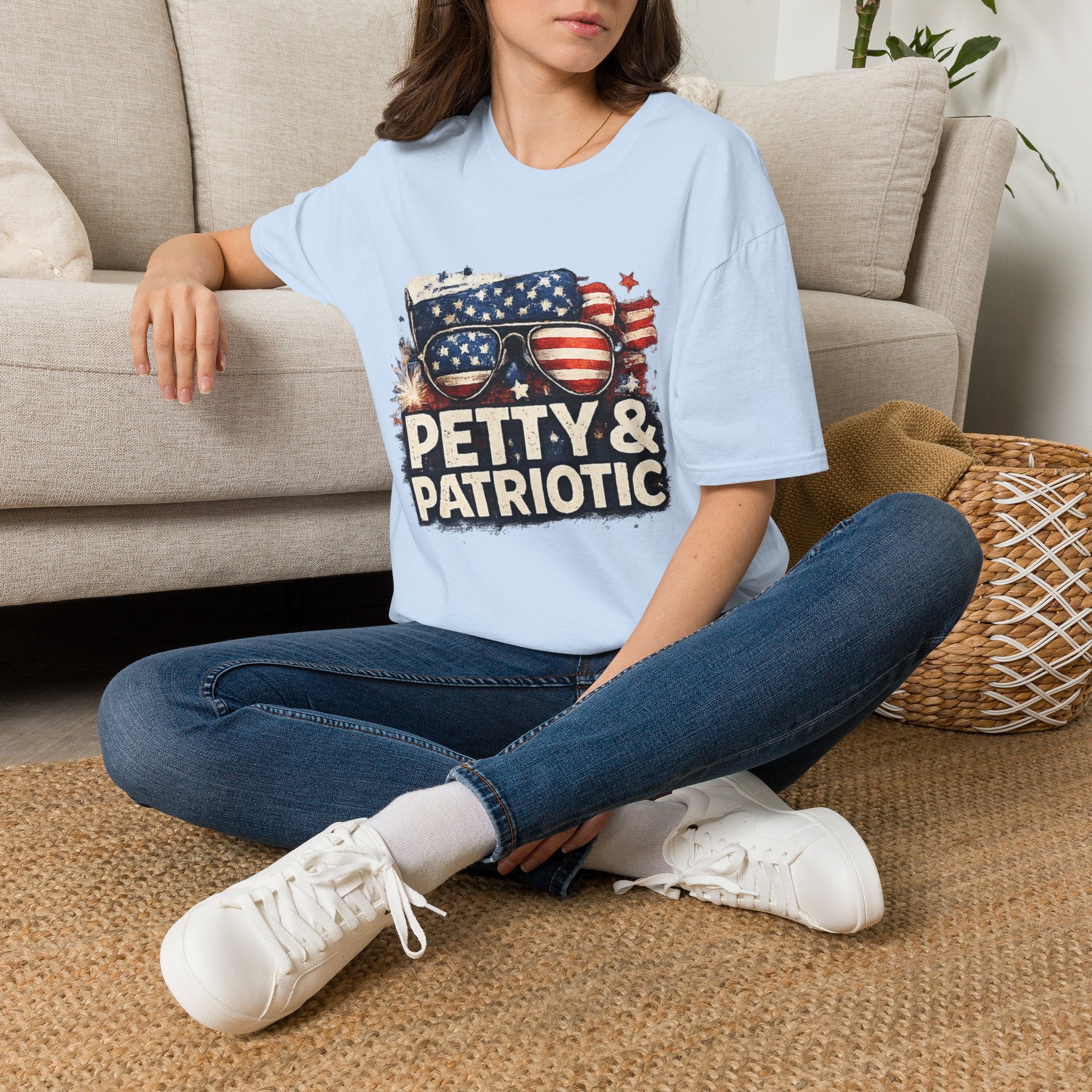 Petty & Patriotic T-Shirt — Funny American Flag Sunglasses Tee