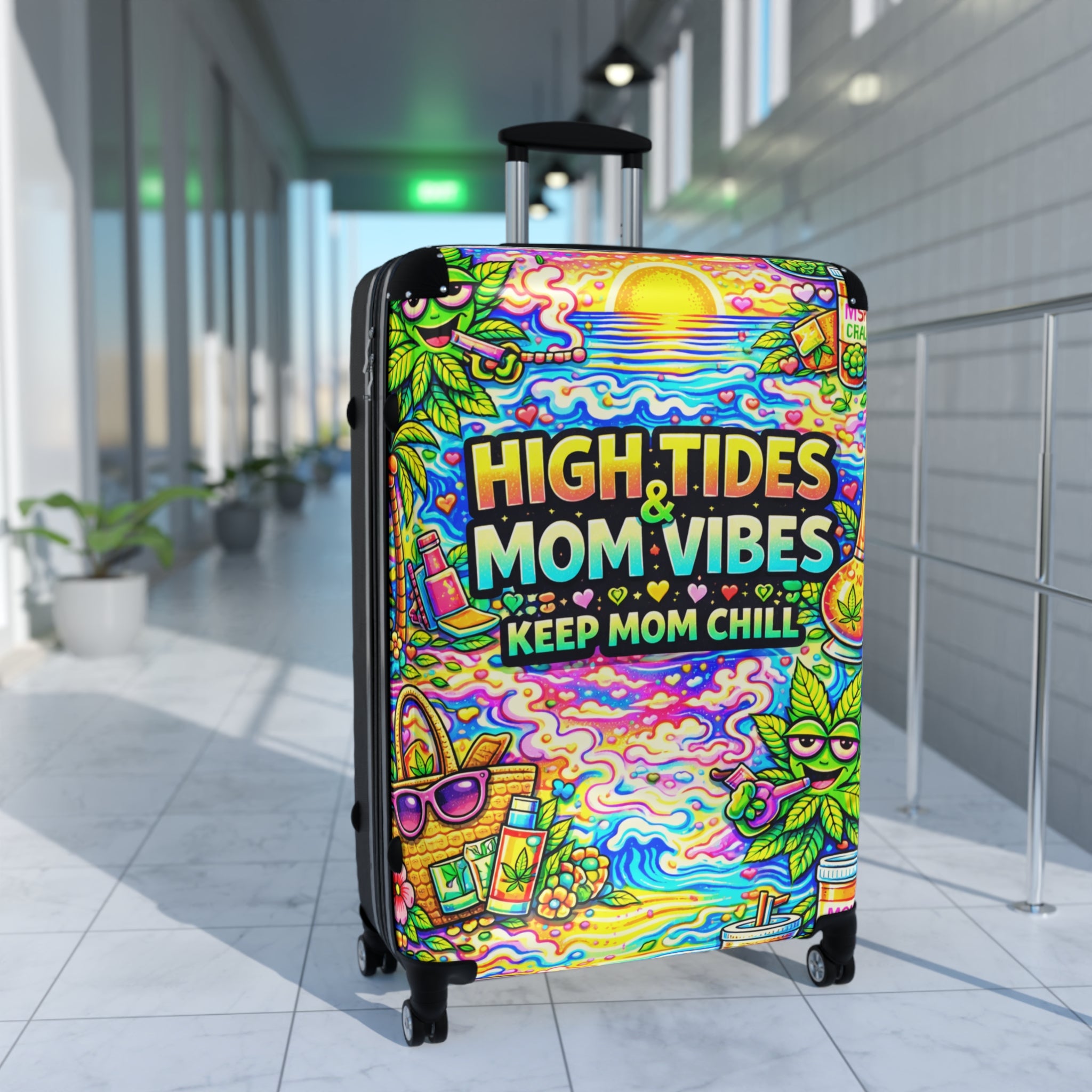 High Tides Mom Vibes Carry-On Suitcase — Keep Mom Chill Beach Travel Luggage
