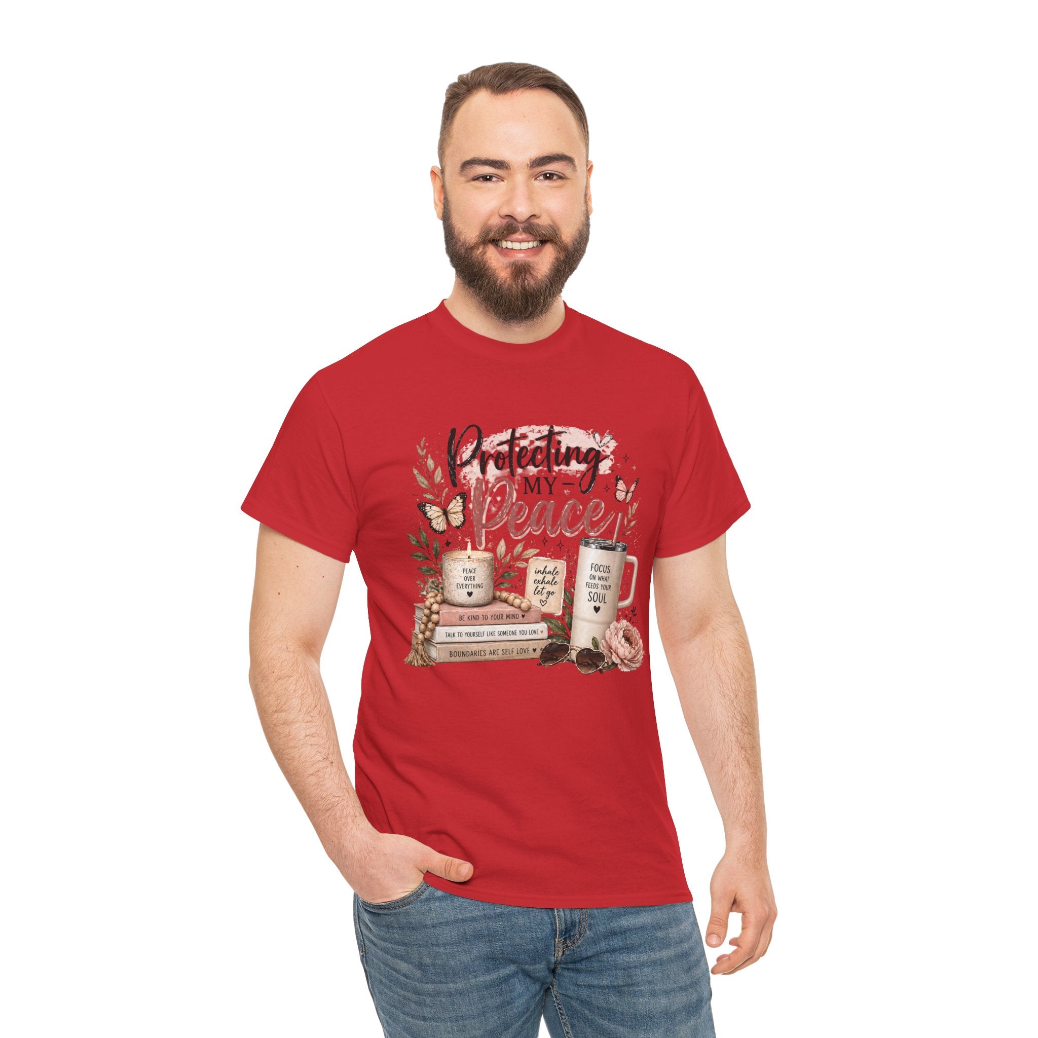 Protecting My Peace T-Shirt — Cozy Floral Coffee & Book Graphic Tee