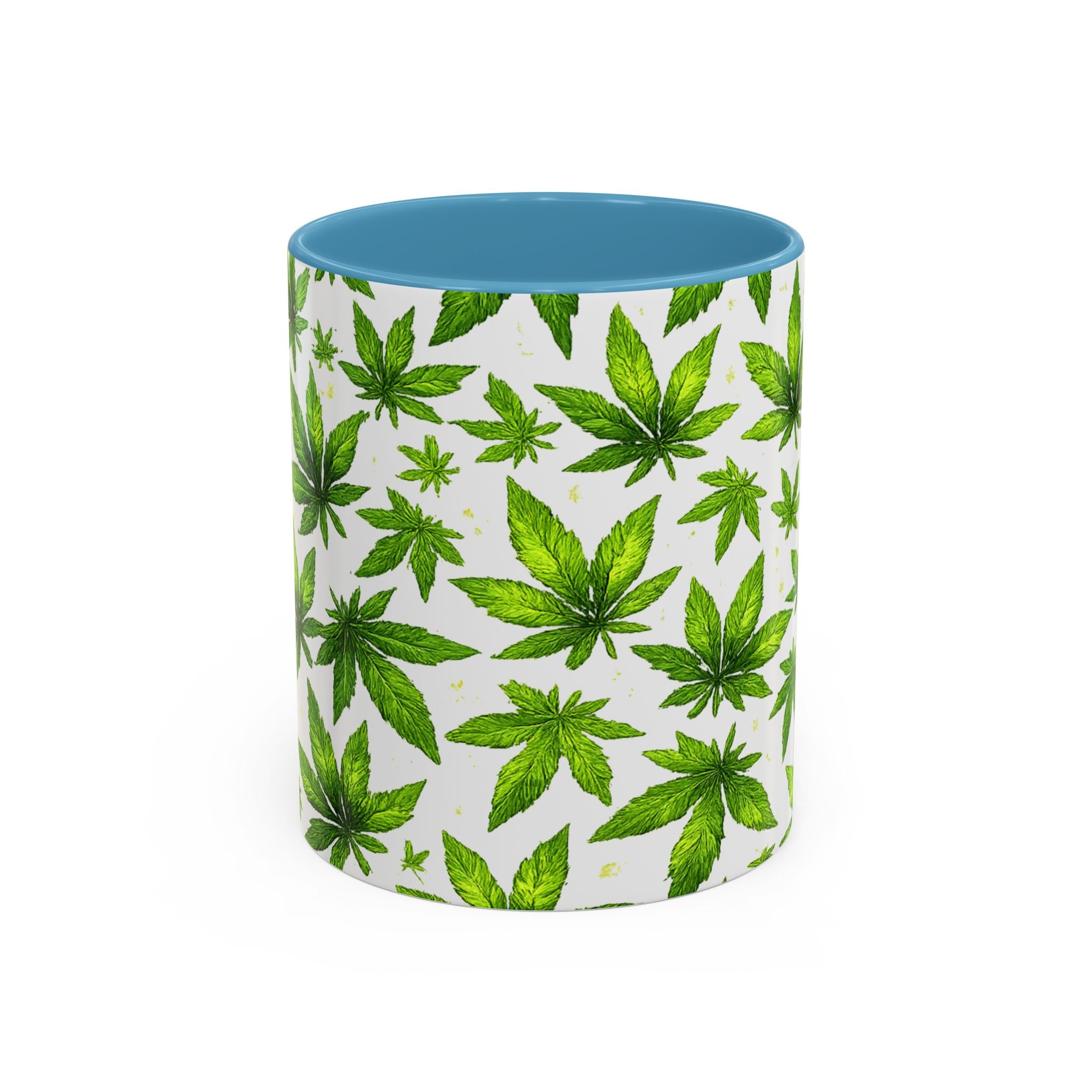 Cannabis Leaf Pattern Accent Coffee Mug – 11/15oz Ceramic