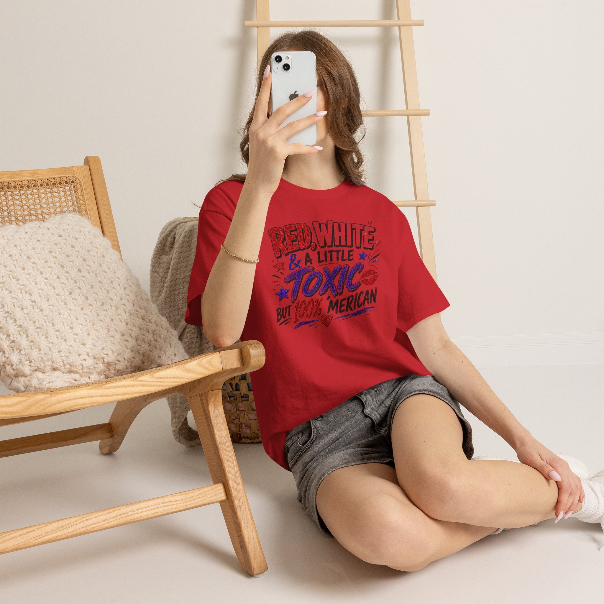 Patriotic 'Red, White & a Little Toxic but 100% Merican' Graphic Tee