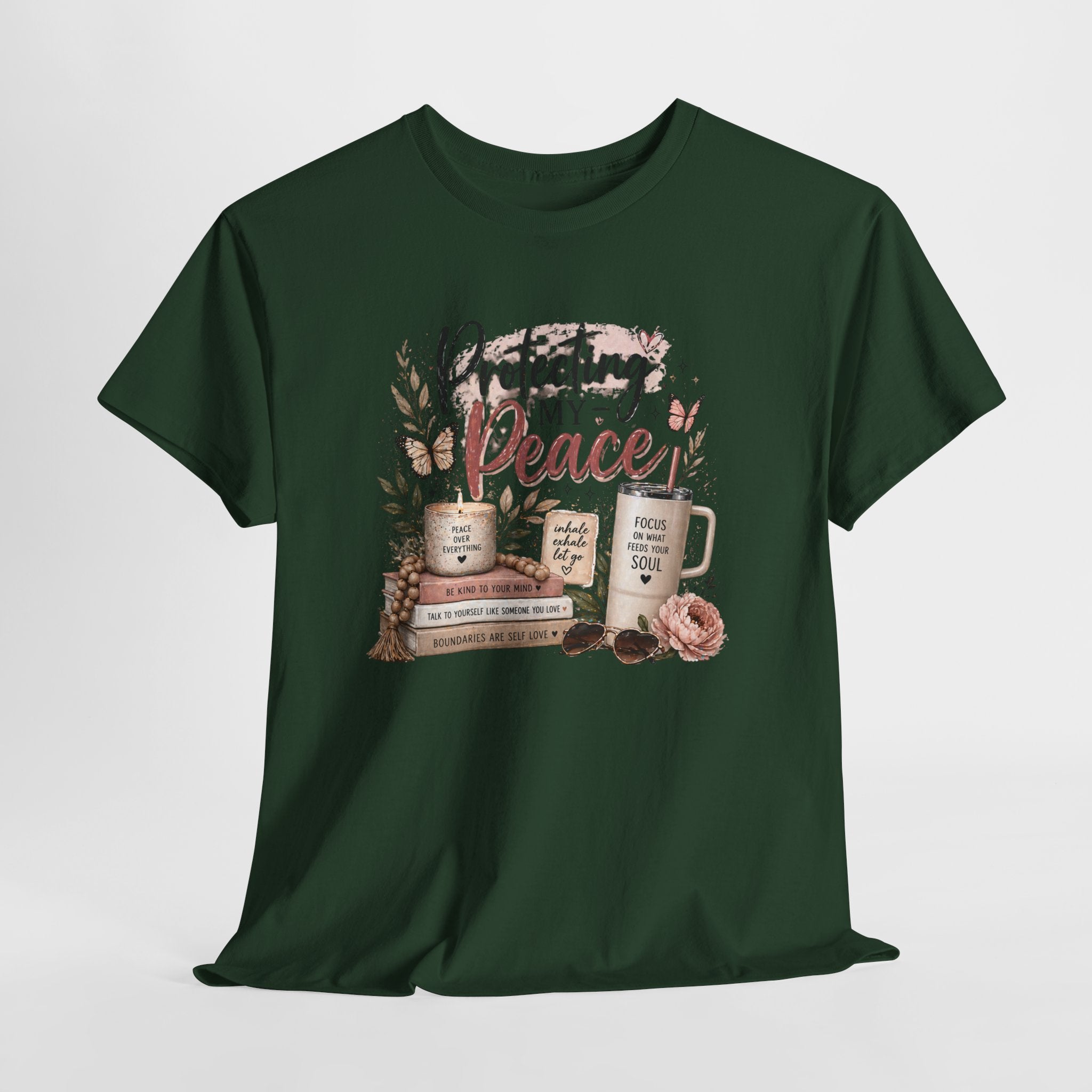 Protecting My Peace T-Shirt — Cozy Floral Coffee & Book Graphic Tee