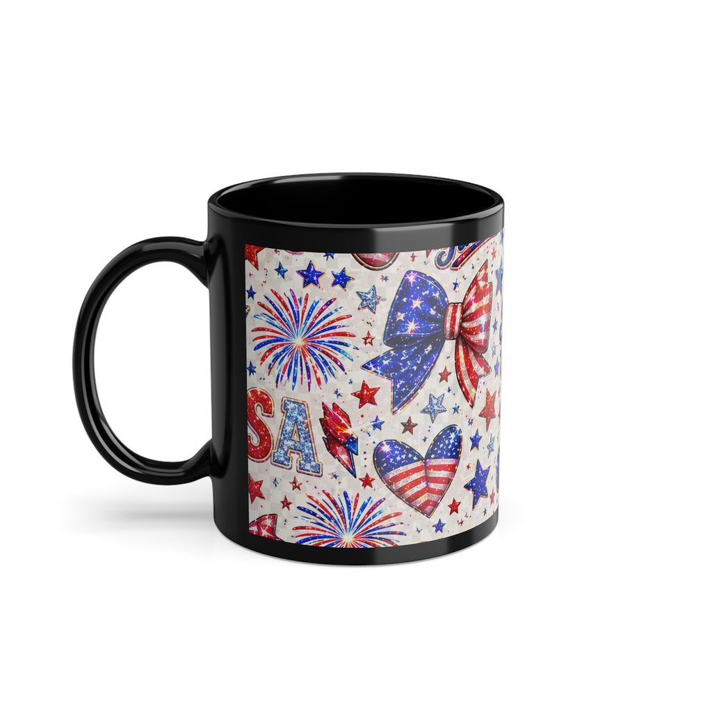 Patriotic 'Stars, Stripes & Good Times' 11oz Black Coffee Mug