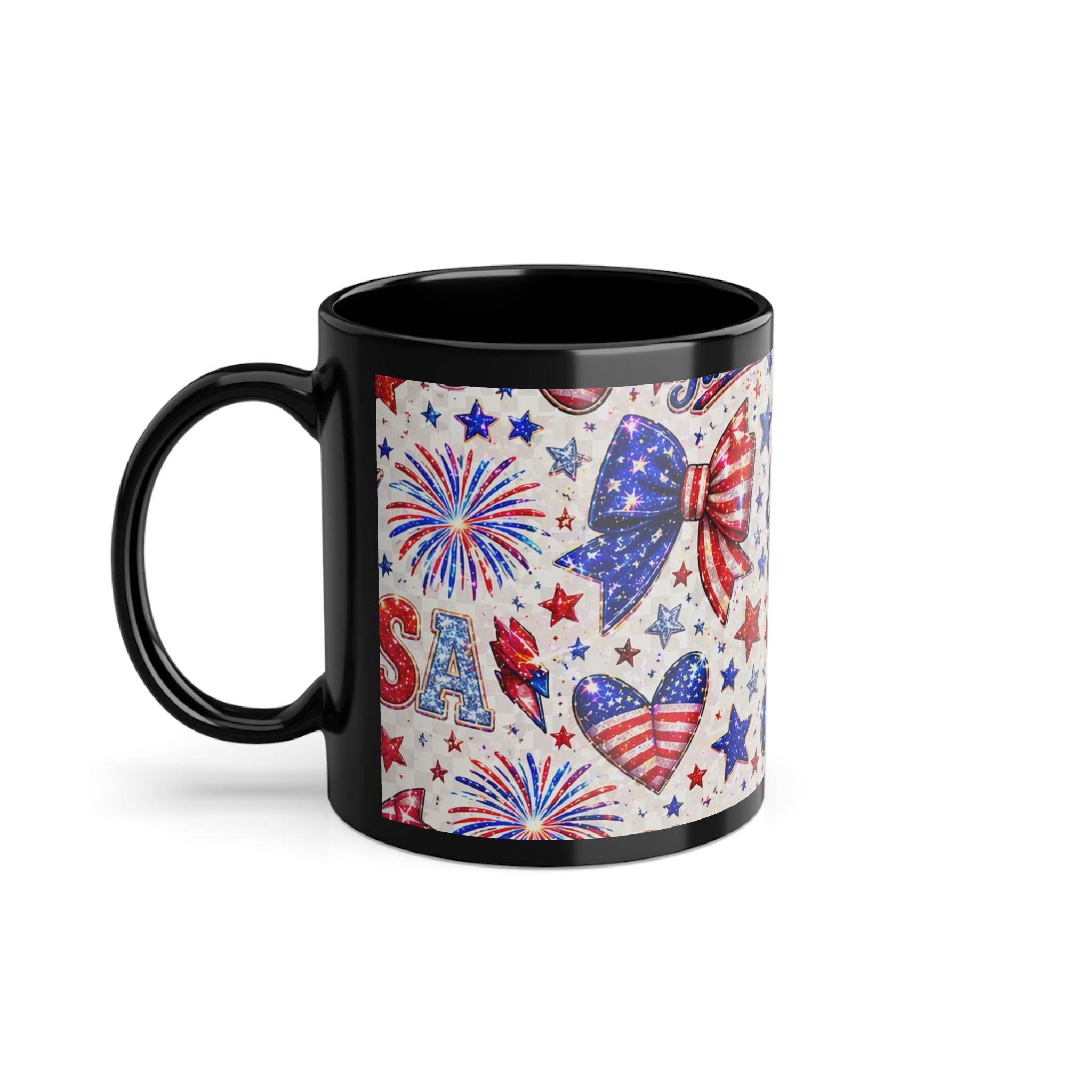 Patriotic 'Stars, Stripes & Good Times' 11oz Black Coffee Mug