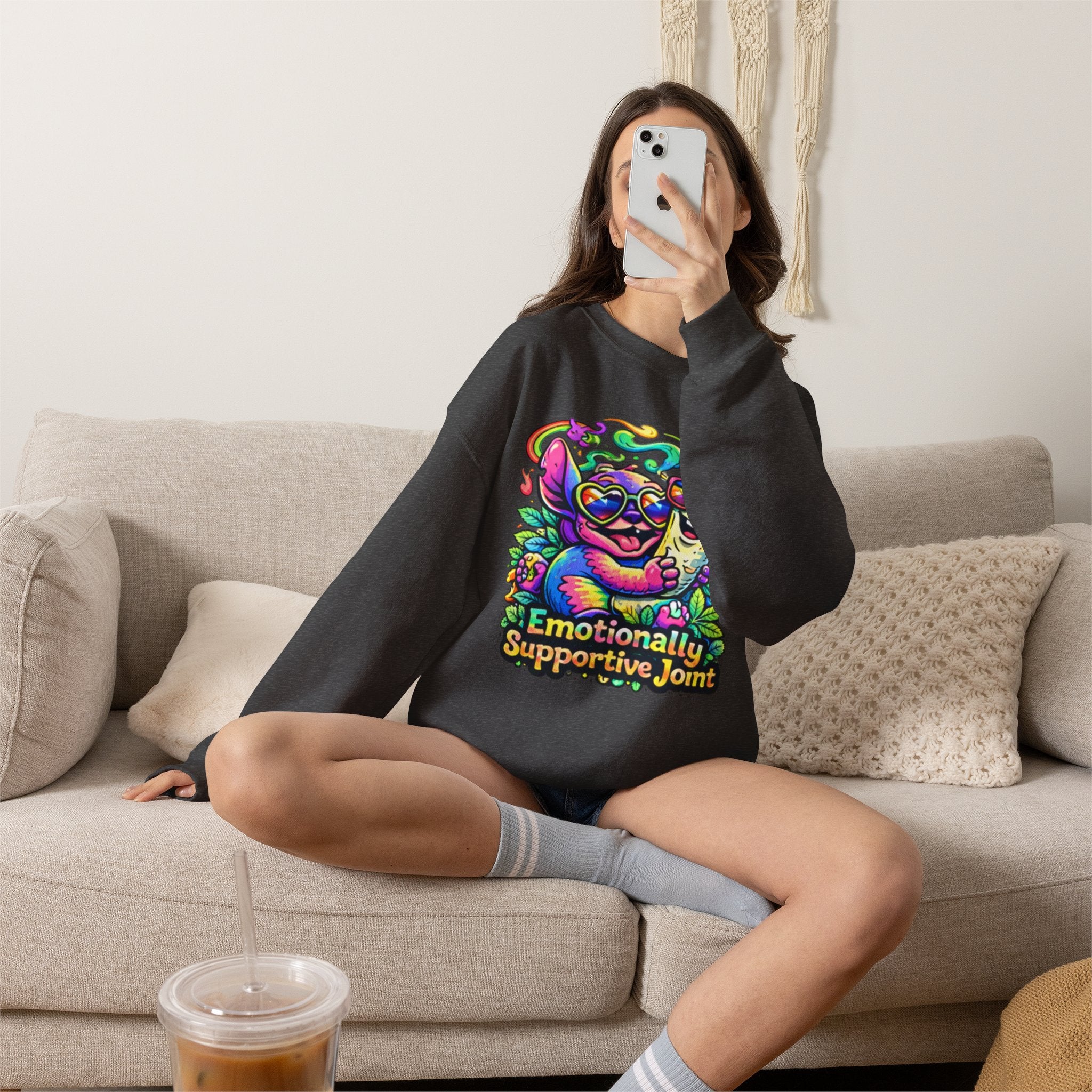 Emotionally Supportive Joint Sweatshirt — Cute Sloth & Joint Hug Graphic