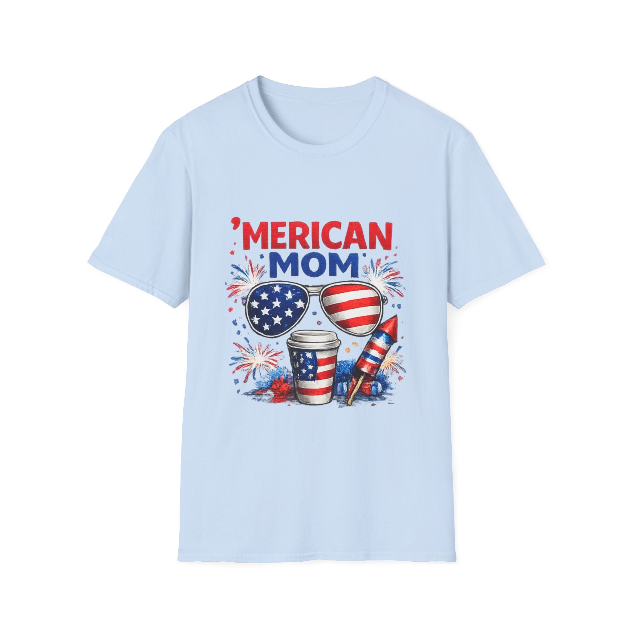 'Merican Mom T-Shirt — Patriotic 4th of July Graphic Tee for Moms