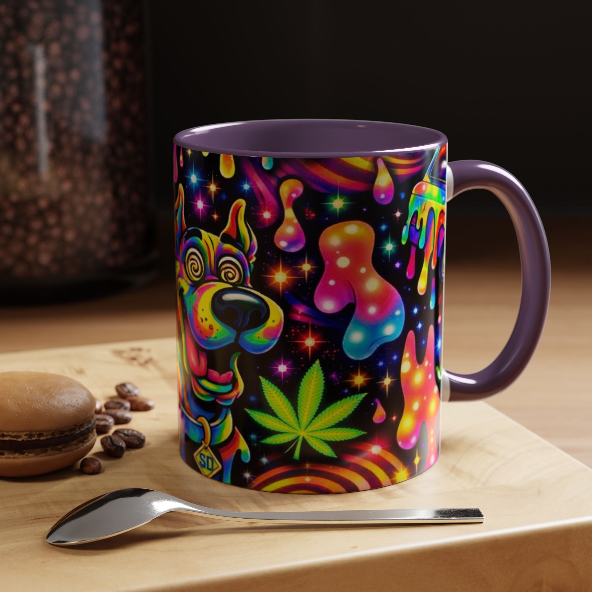 Psychedelic Dog Coffee Mug — Neon Trippy Marijuana Art 11/15oz Accent Mug