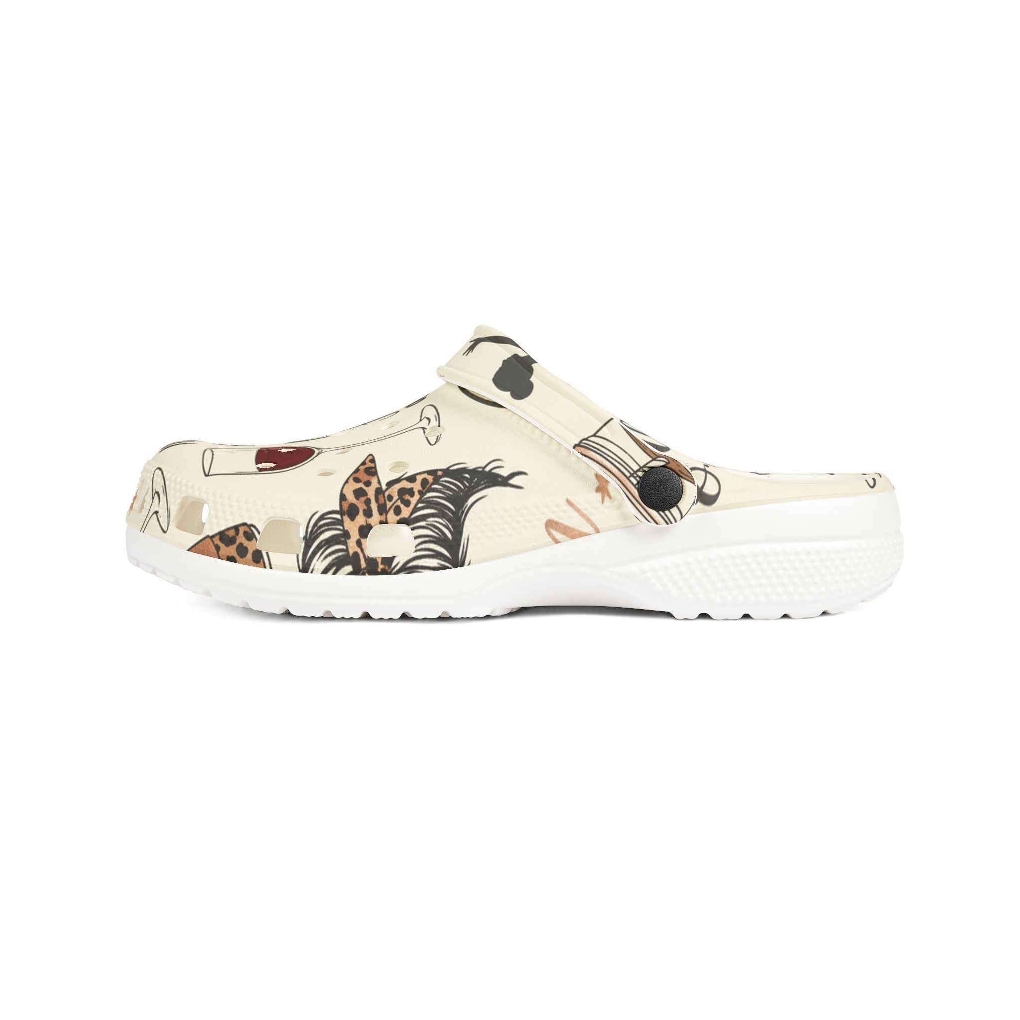 Mima Humans Mama Needs a Nap Wine & Coffee Printed EVA Clogs