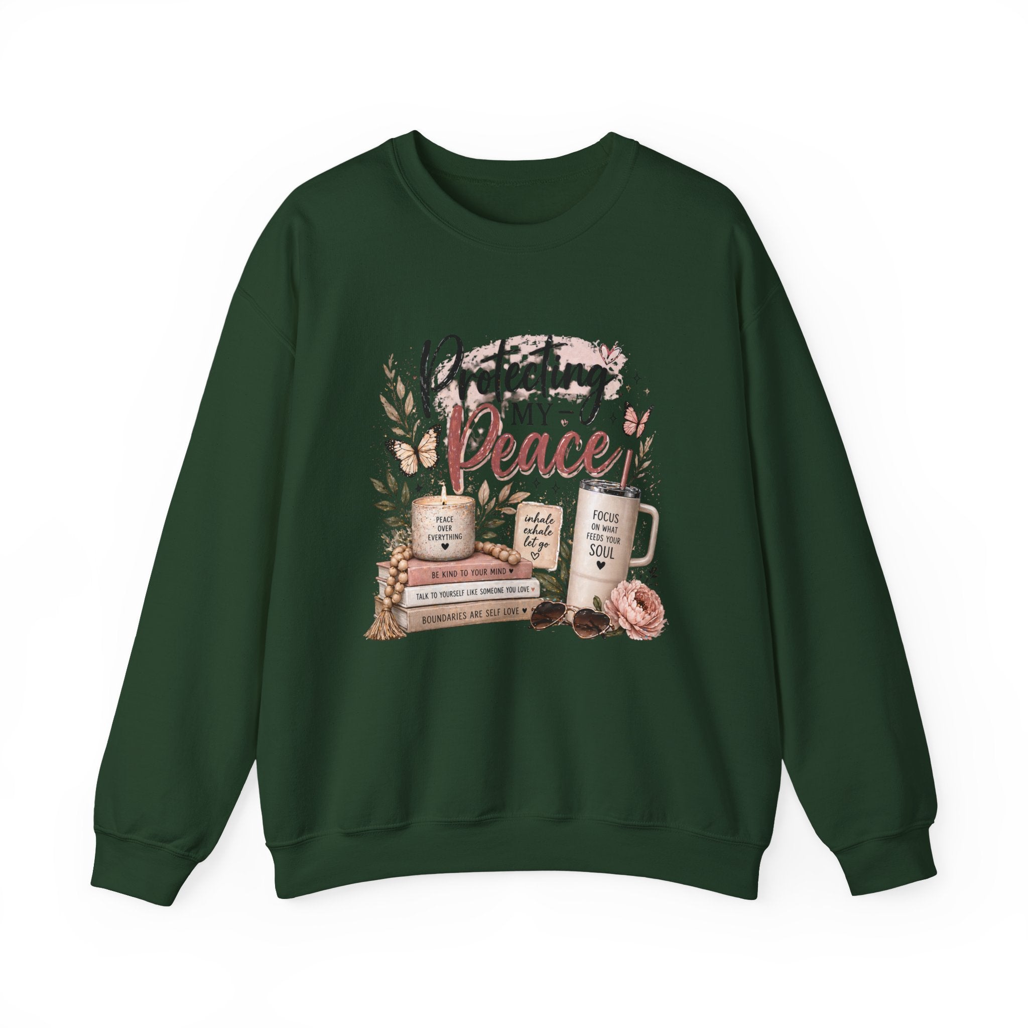 Crewneck Sweatshirt – "Protecting My Peace" Cozy Floral Graphic