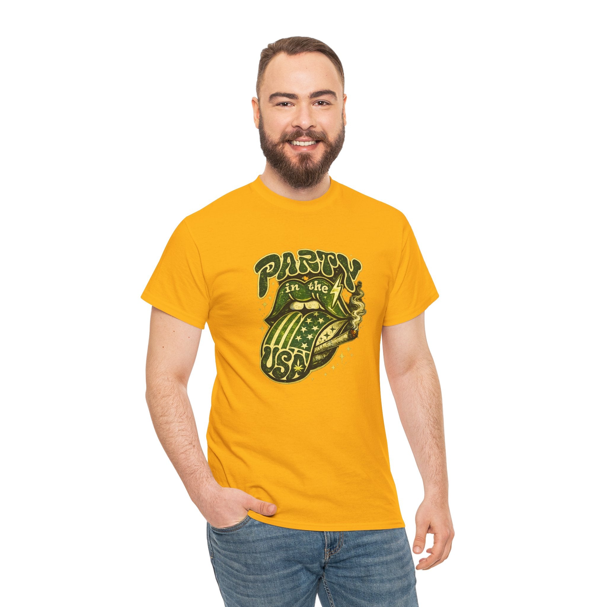 Party in the USA Graphic T-Shirt – Retro Rolling Tongue Design