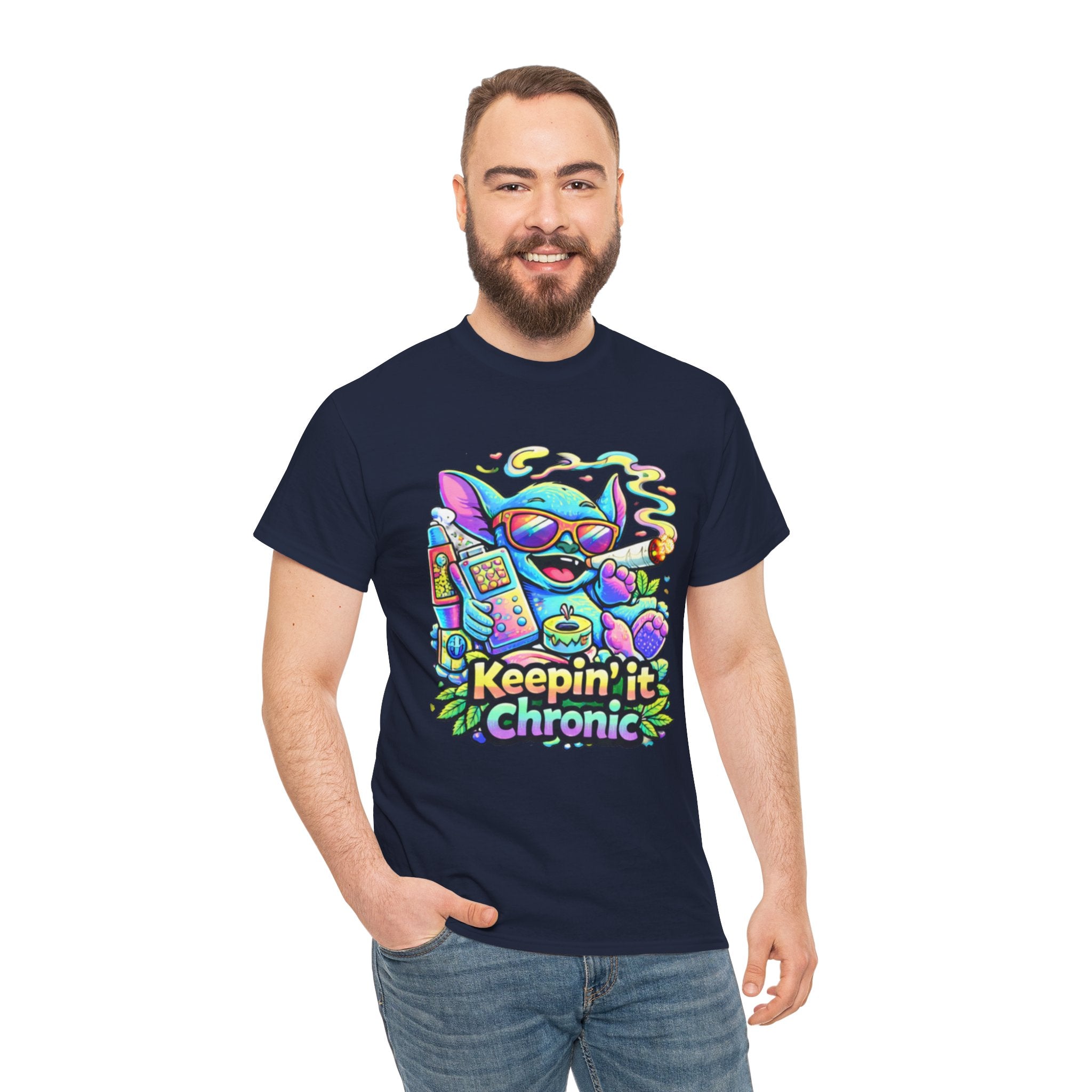 Keepin' It Chronic T-Shirt — Colorful Stoner Cat Graphic Tee