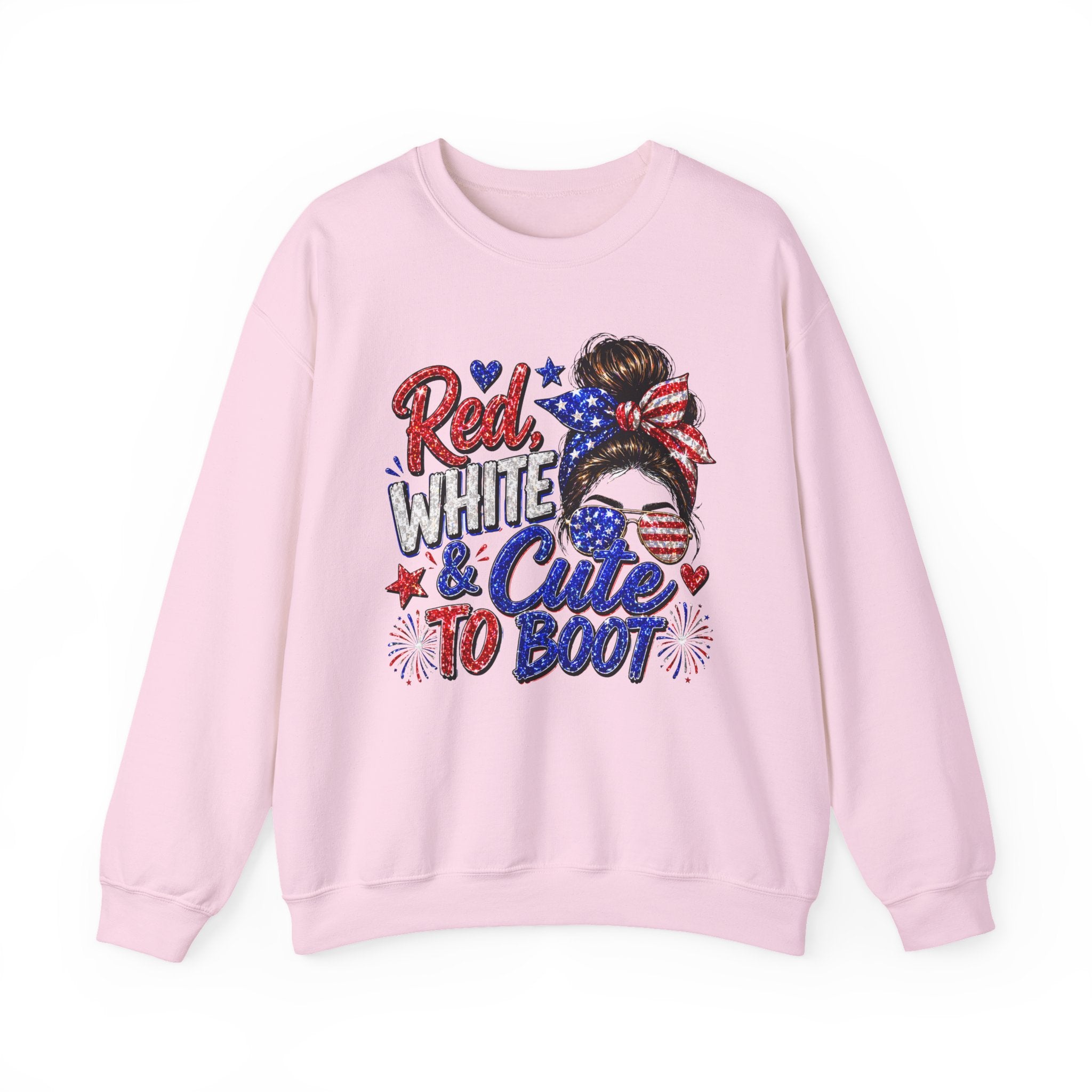 Crewneck Sweatshirt - "Red, White & Cute to Boot" Patriotic Women’s Graphic