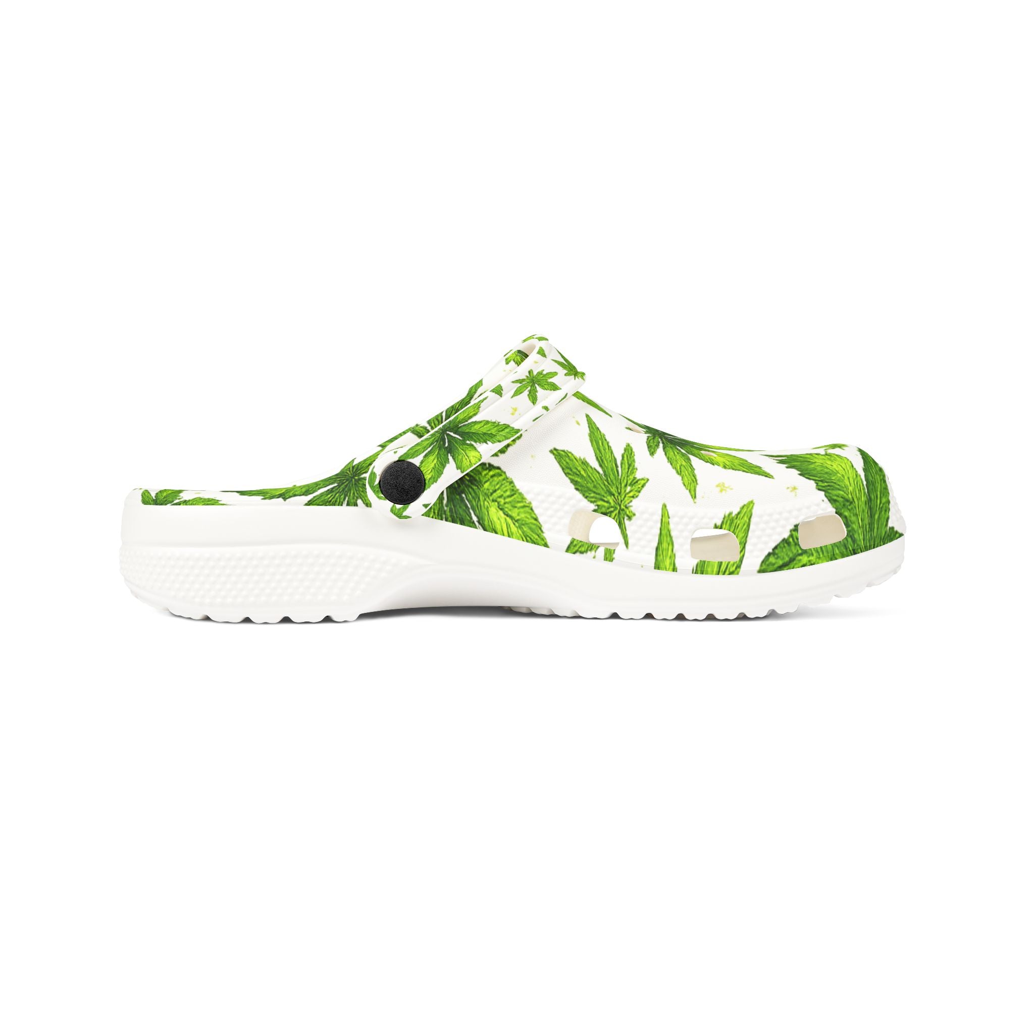 Leaf Pattern EVA Clogs — Green Botanical Foam Slip-Ons