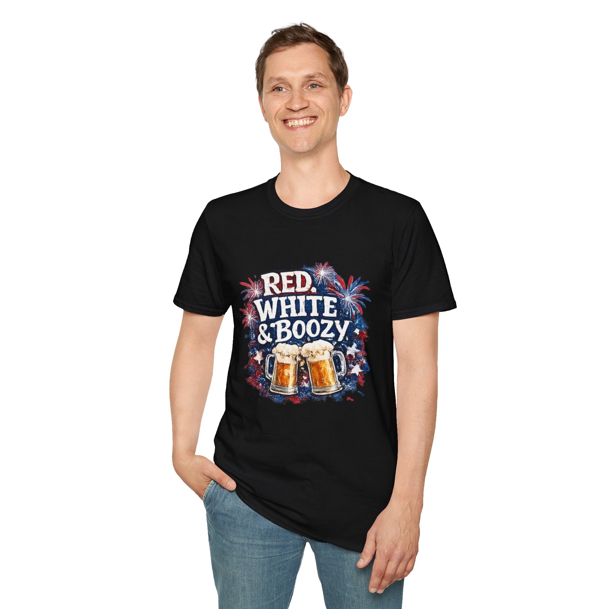 Red, White & Boozy Beer T-Shirt — Patriotic 4th of July Party Tee