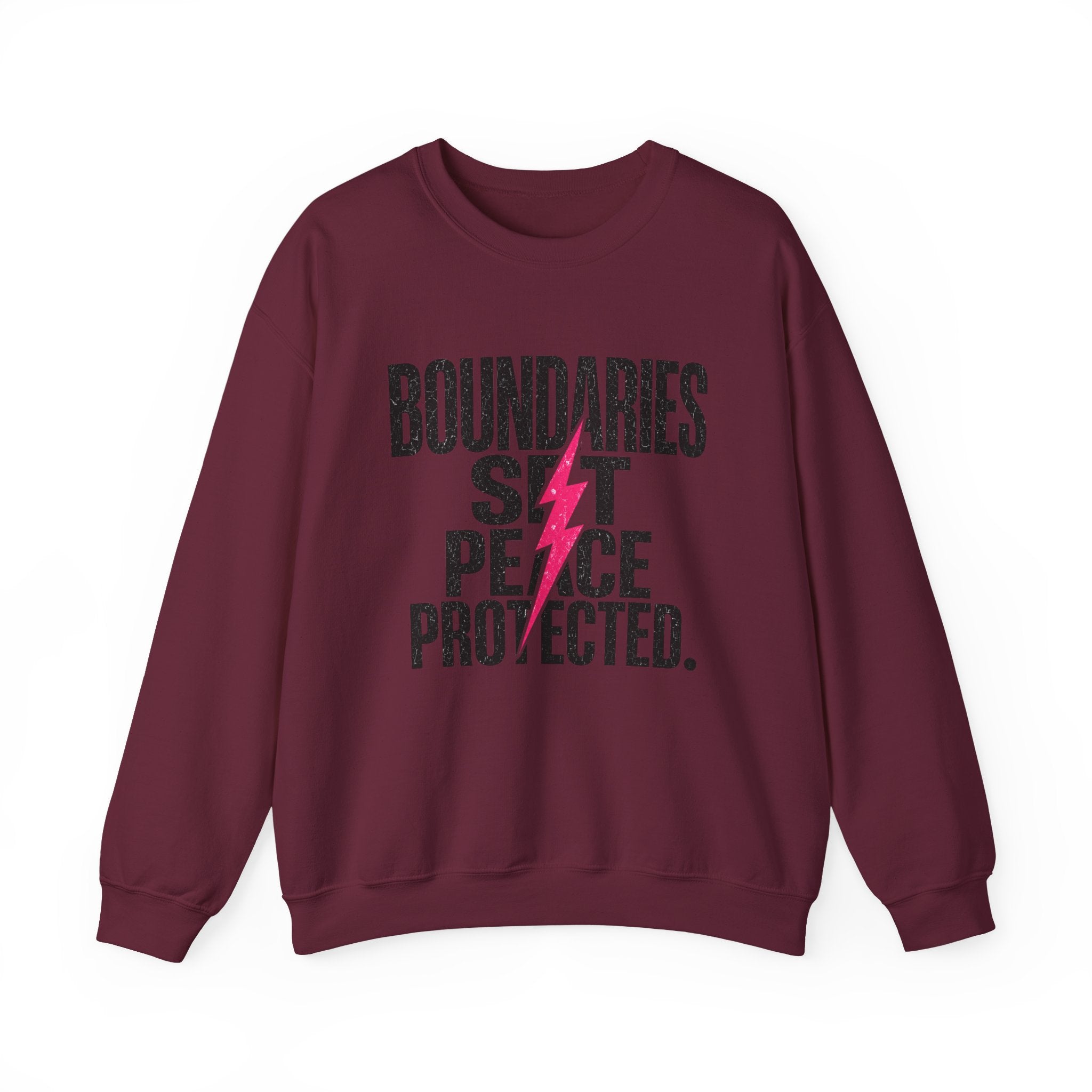 Crewneck Sweatshirt "Boundaries Set. Peace Protected." – Empowerment Graphic Pullover