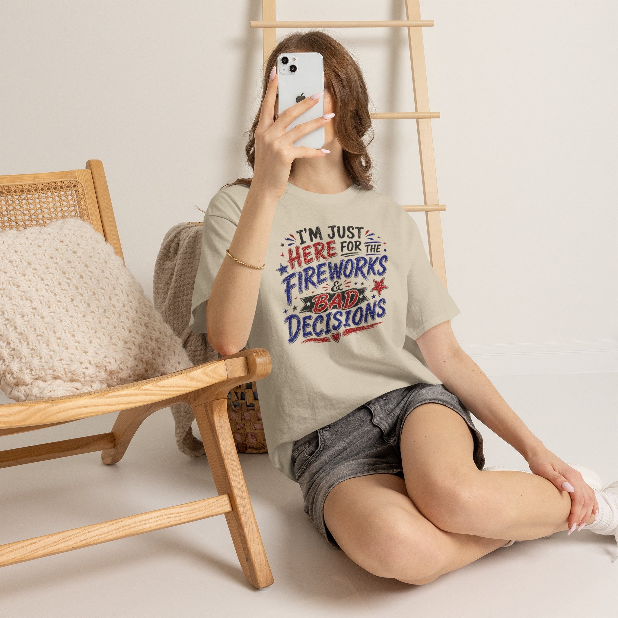 Patriotic 'I'm Just Here for the Fireworks & Bad Decisions' Tee