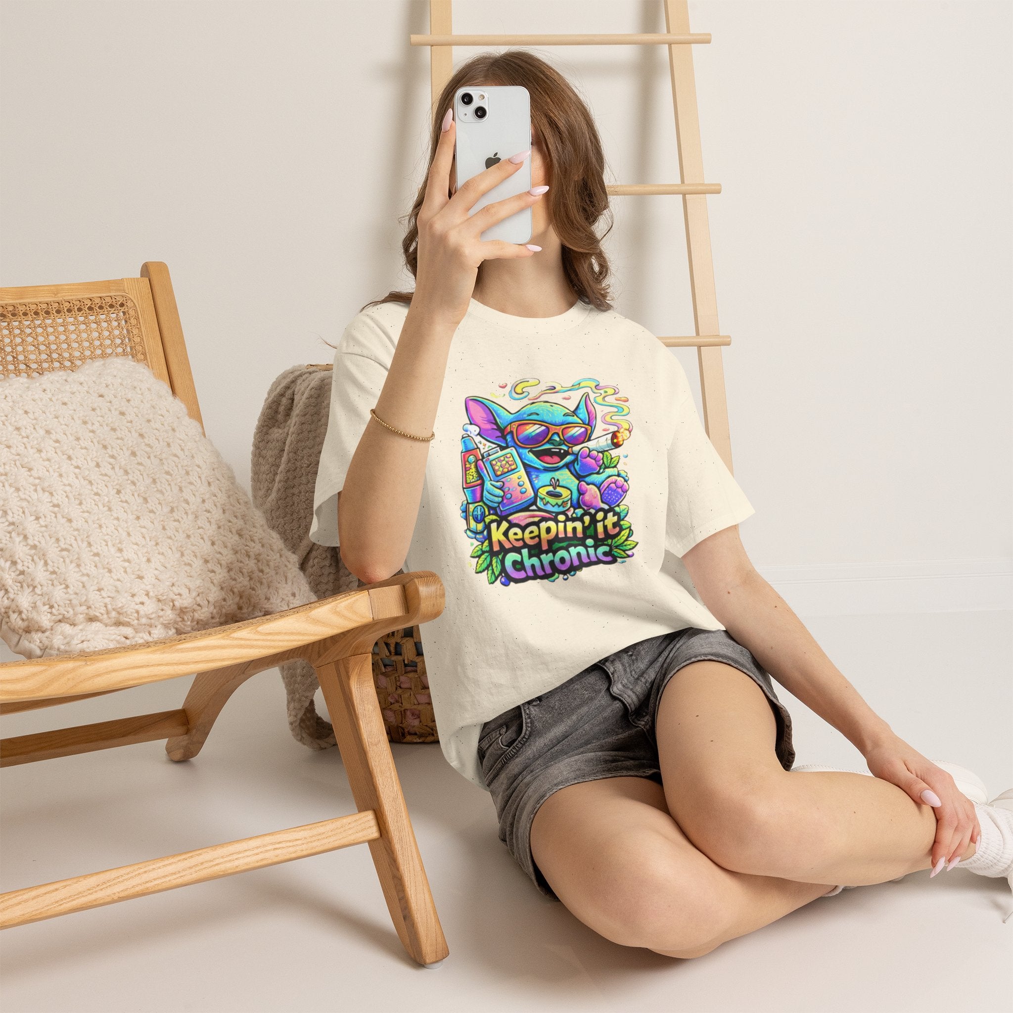 Keepin' It Chronic T-Shirt — Colorful Stoner Cat Graphic Tee