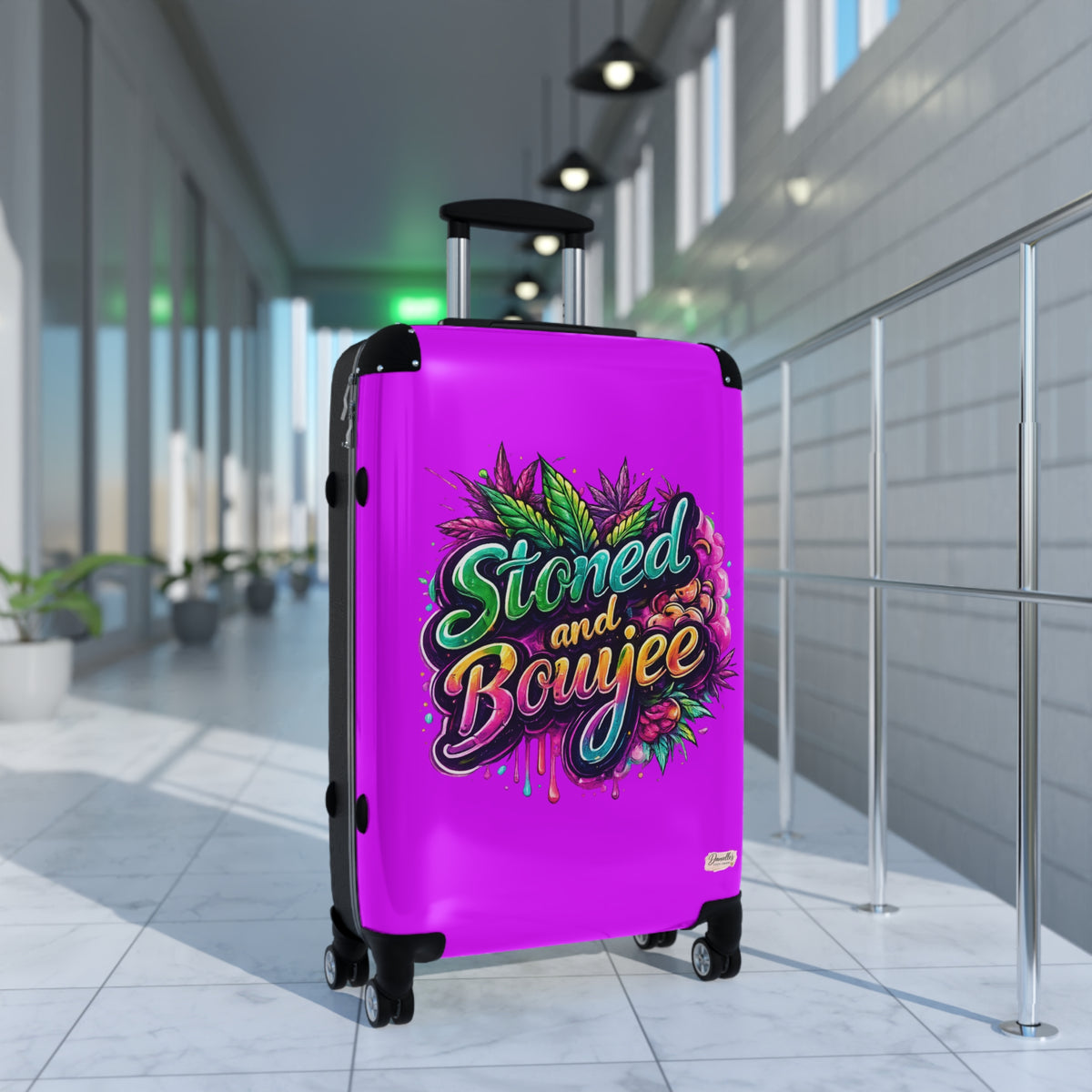 Stoned and Boujee Carry-On Suitcase – Colorful Cannabis Travel Luggage