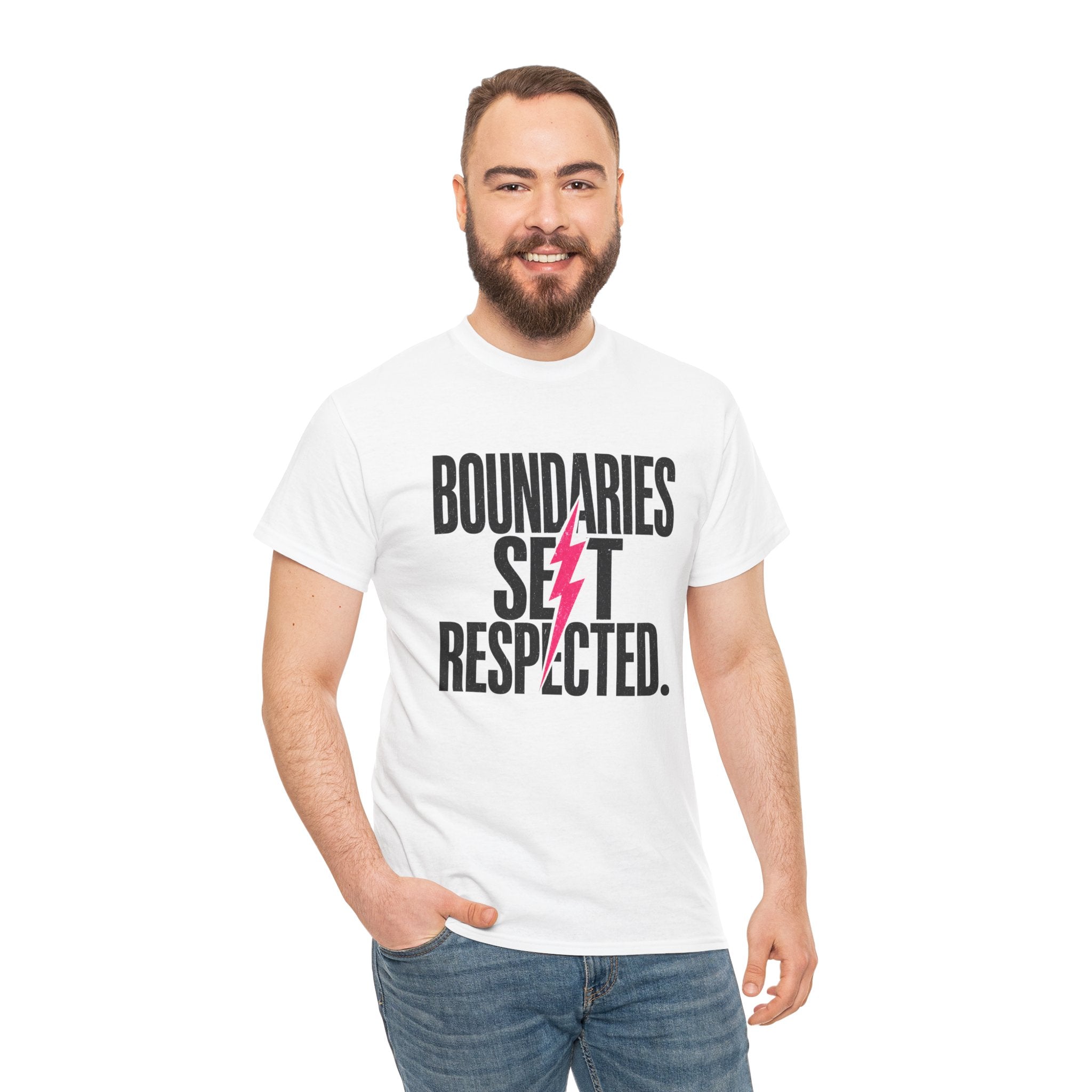T-Shirt — "Boundaries Set. Respected." Lightning Bolt Graphic Tee