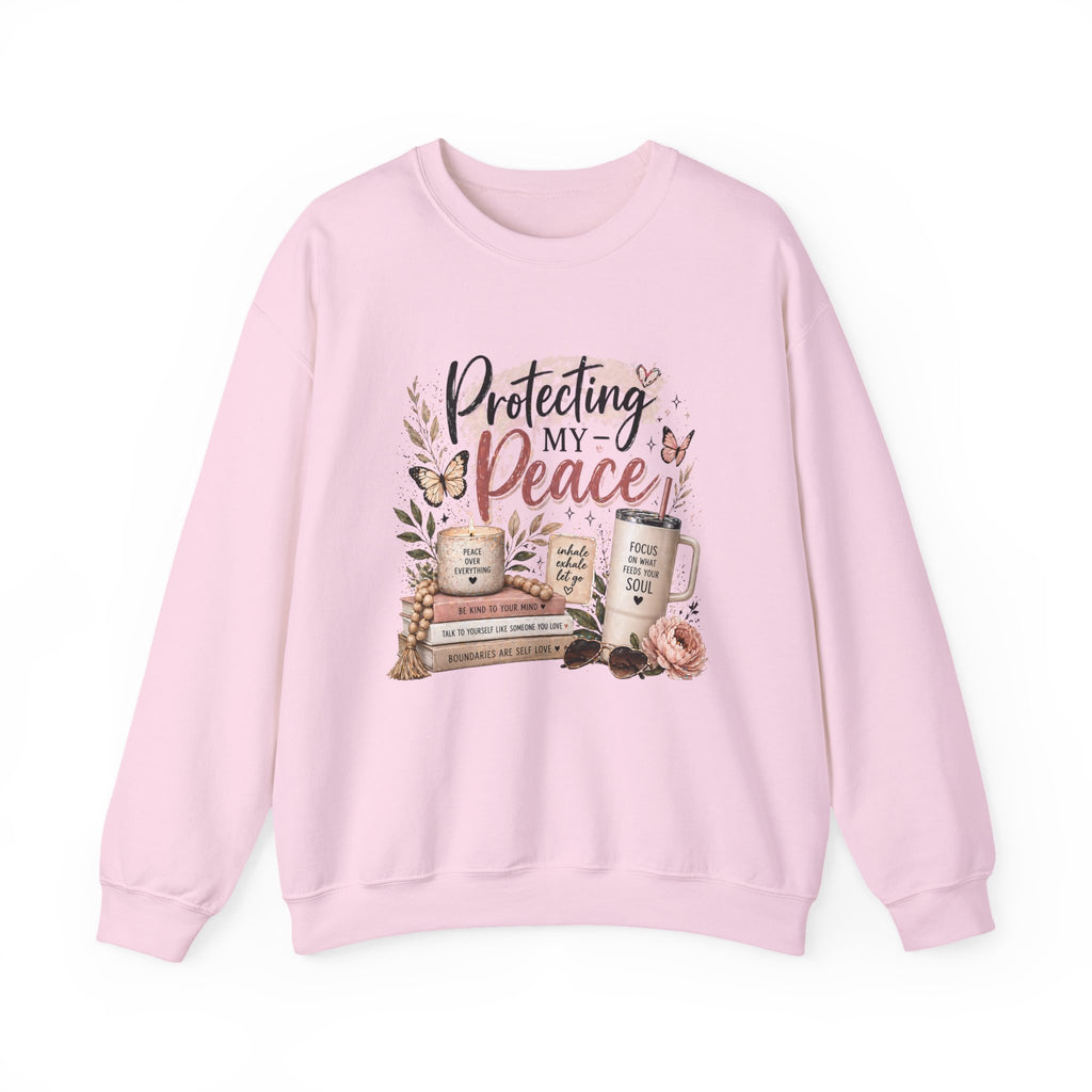 Crewneck Sweatshirt – "Protecting My Peace" Cozy Floral Graphic