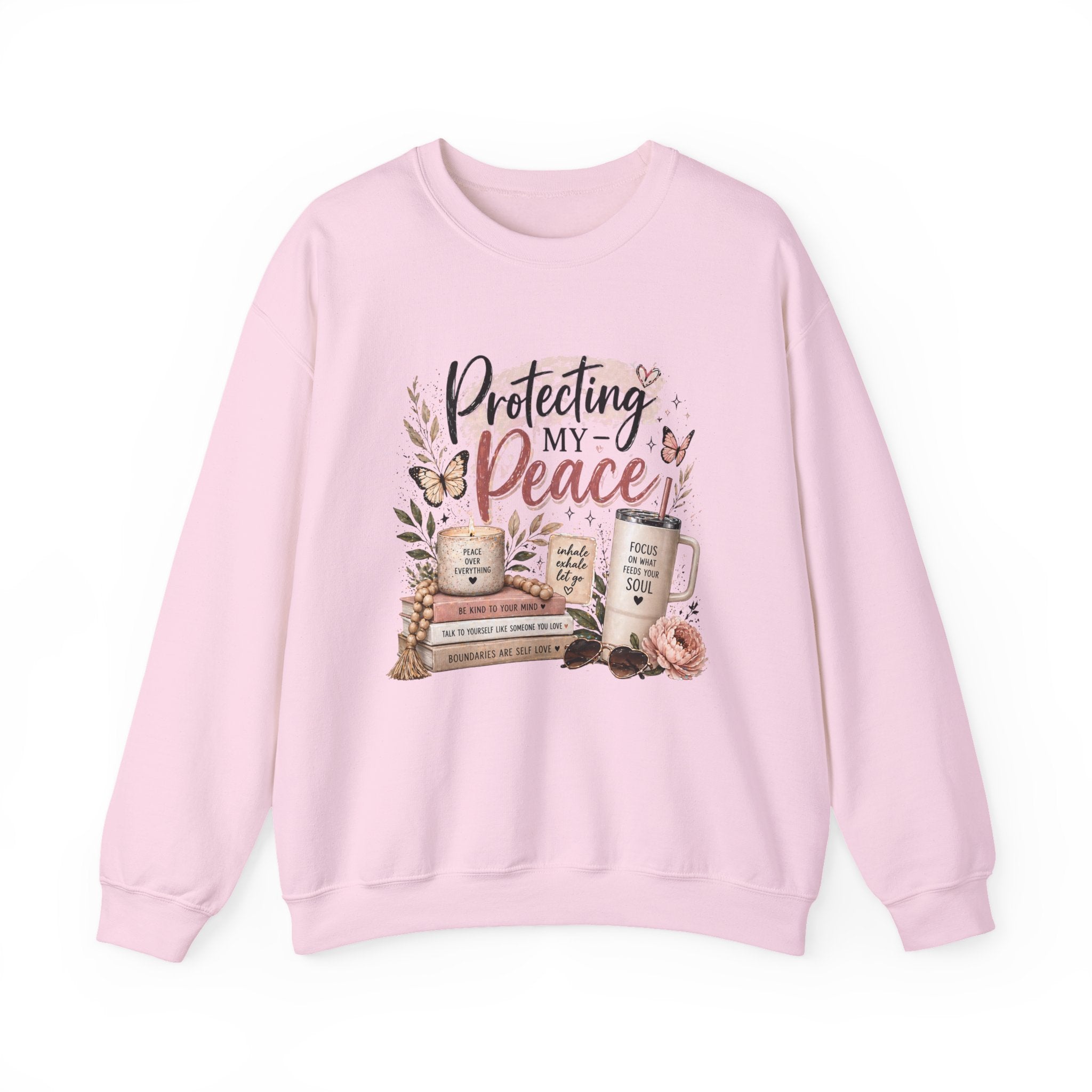 Crewneck Sweatshirt – "Protecting My Peace" Cozy Floral Graphic