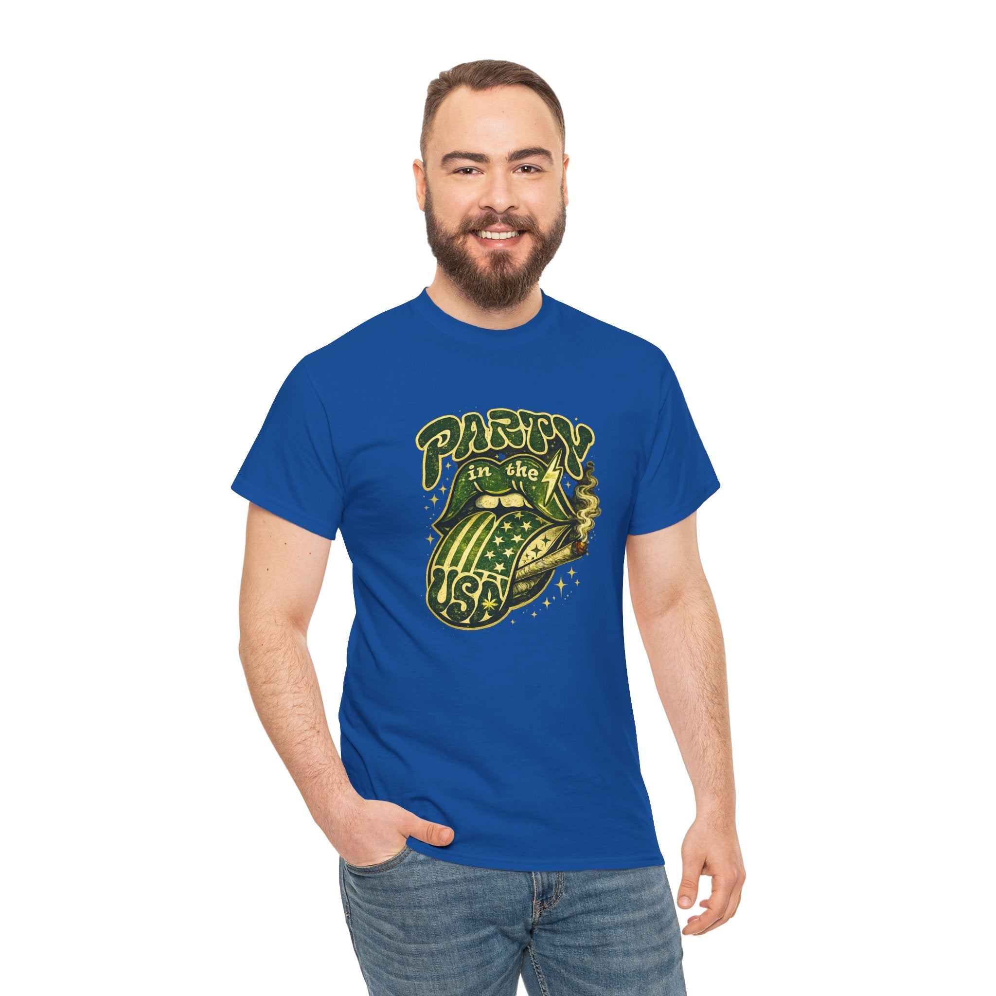 Party in the USA Graphic T-Shirt – Retro Rolling Tongue Design