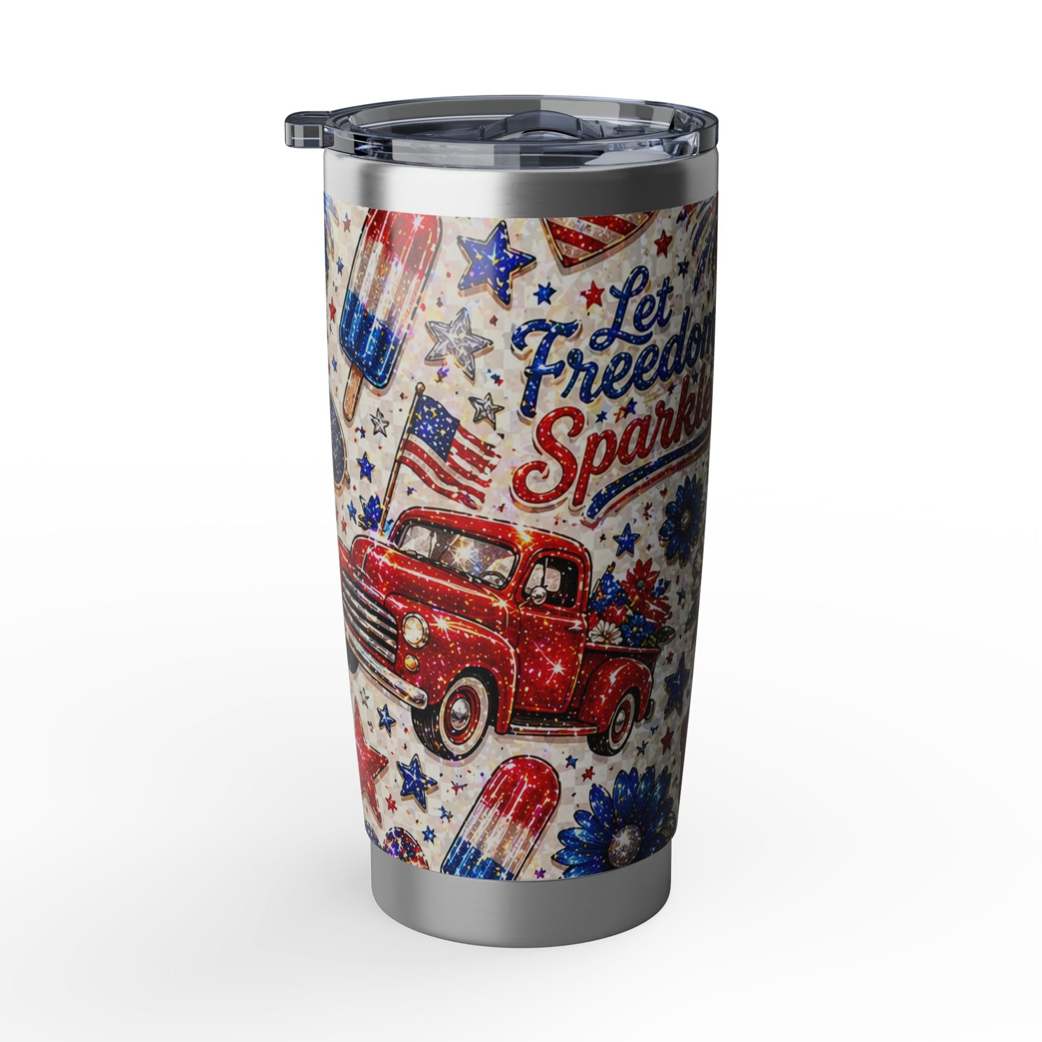 Let Freedom Sparkle 20oz Tumbler — Patriotic USA Travel Mug