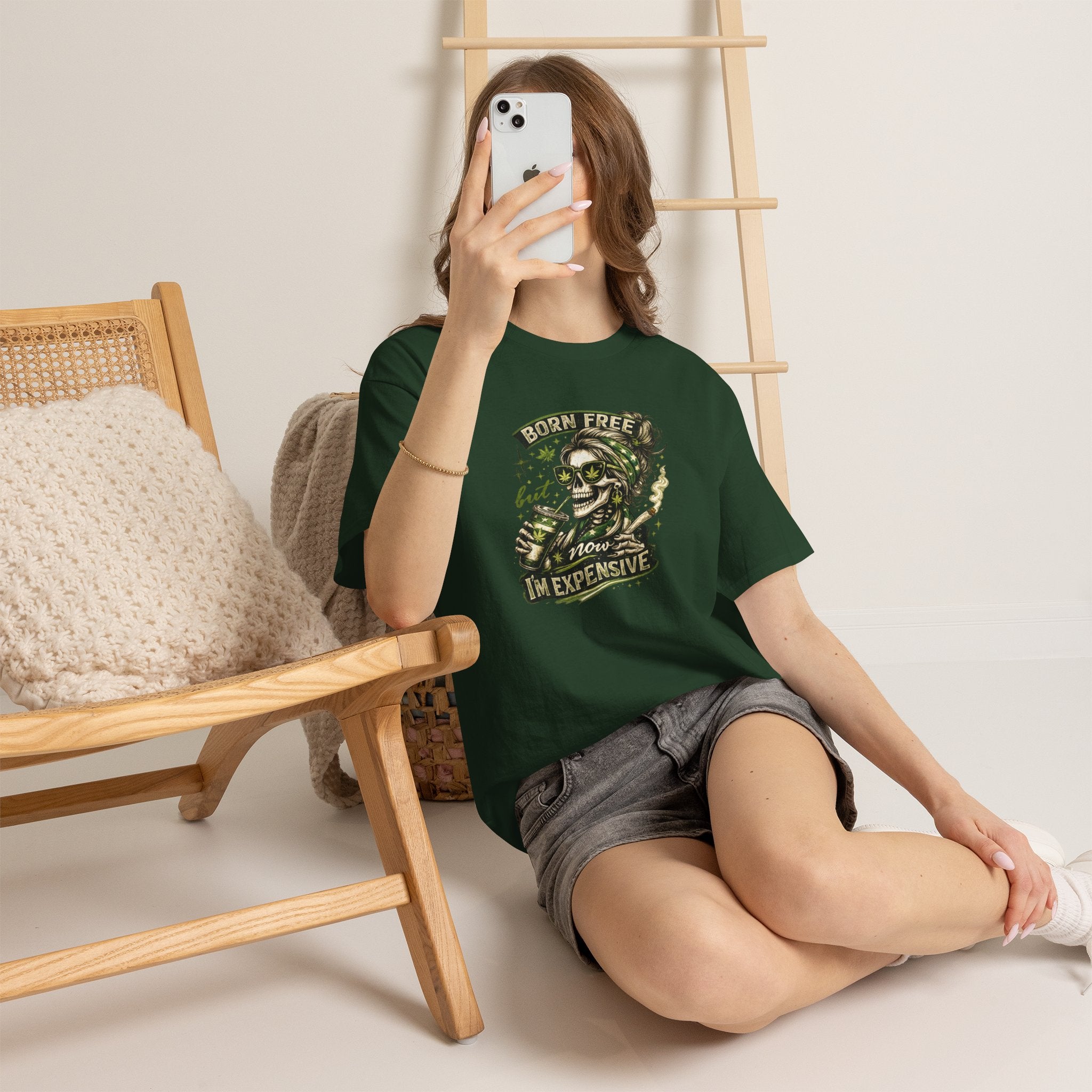 T-Shirt — "Born Free But Now I’m Expensive" Skull Graphic Tee