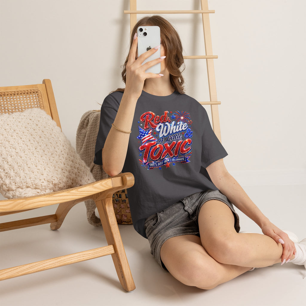 Red White & A Little Toxic Tee — Patriotic 4th of July Graphic T-Shirt