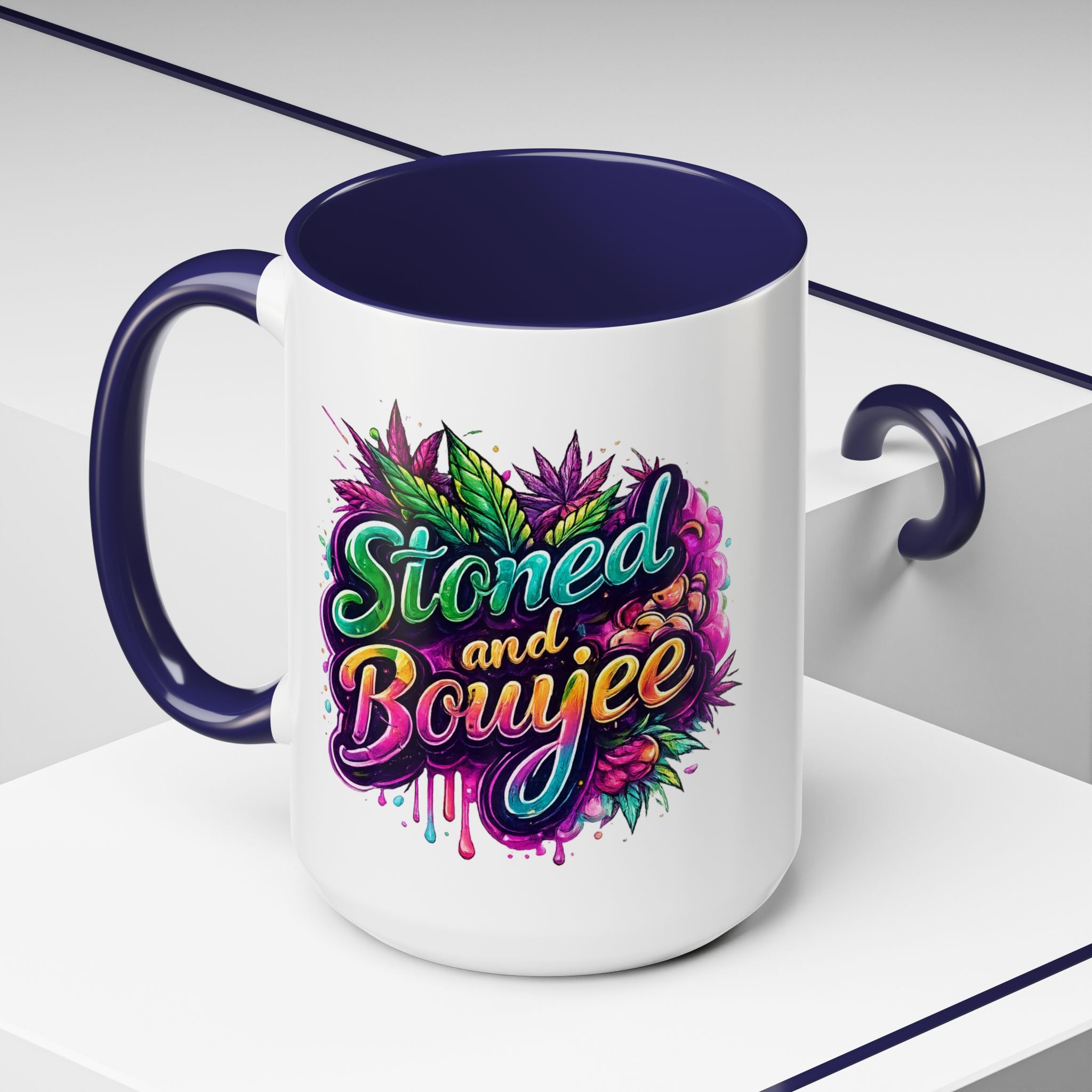 Accent Coffee Mug — "Stoned and Boujee" Colorful Cannabis Art